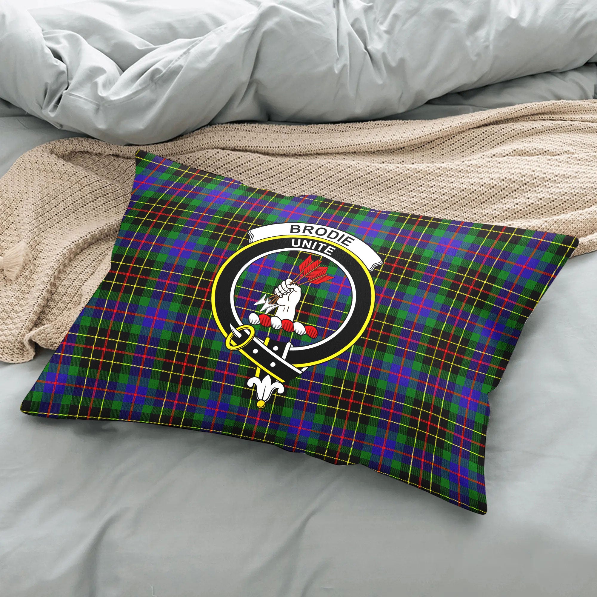 Brodie Hunting Modern Tartan Crest Pillow Cover