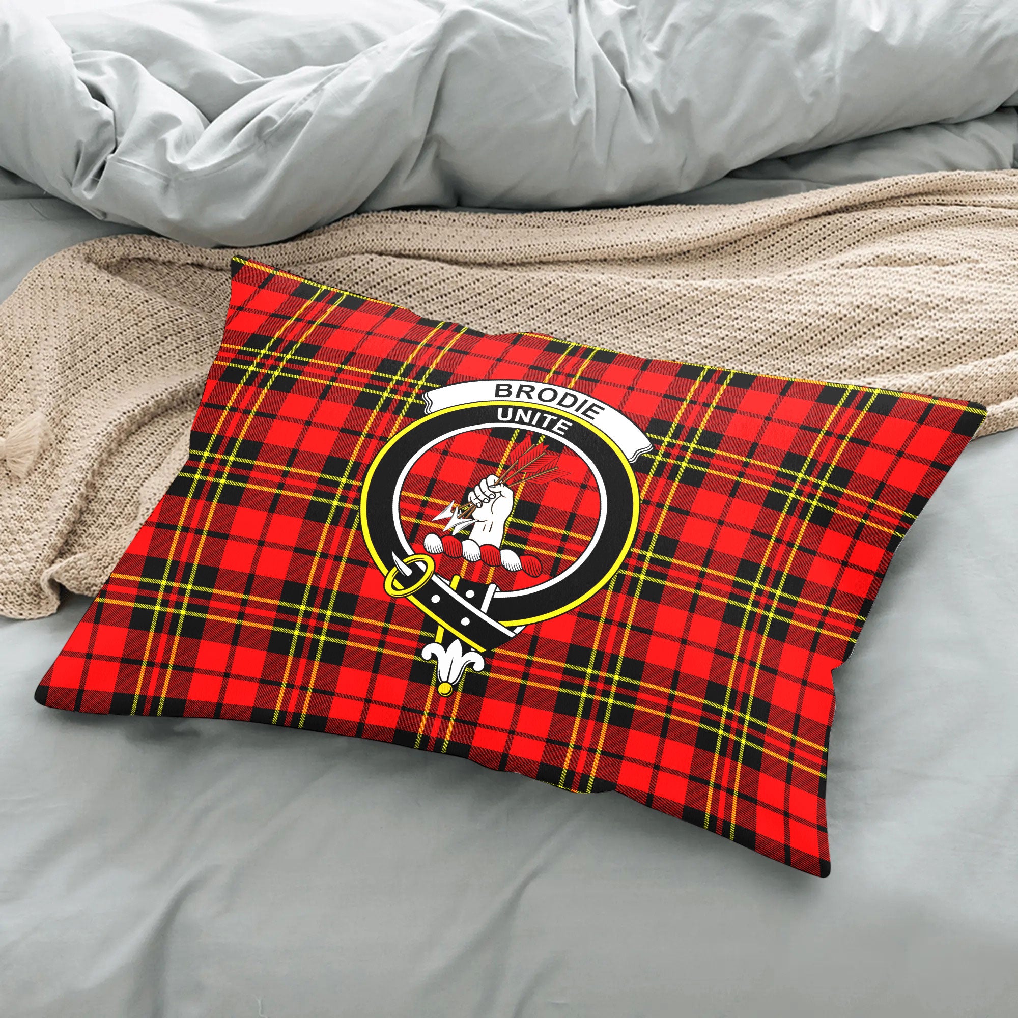 Brodie Modern Tartan Crest Pillow Cover