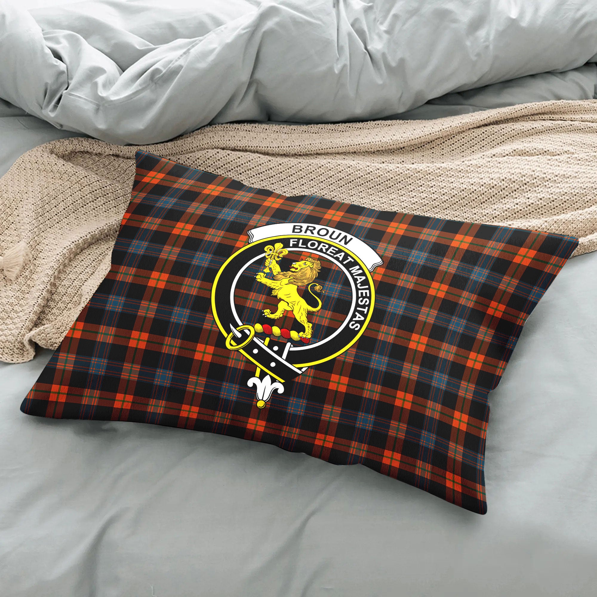 Broun Ancient Tartan Crest Pillow Cover