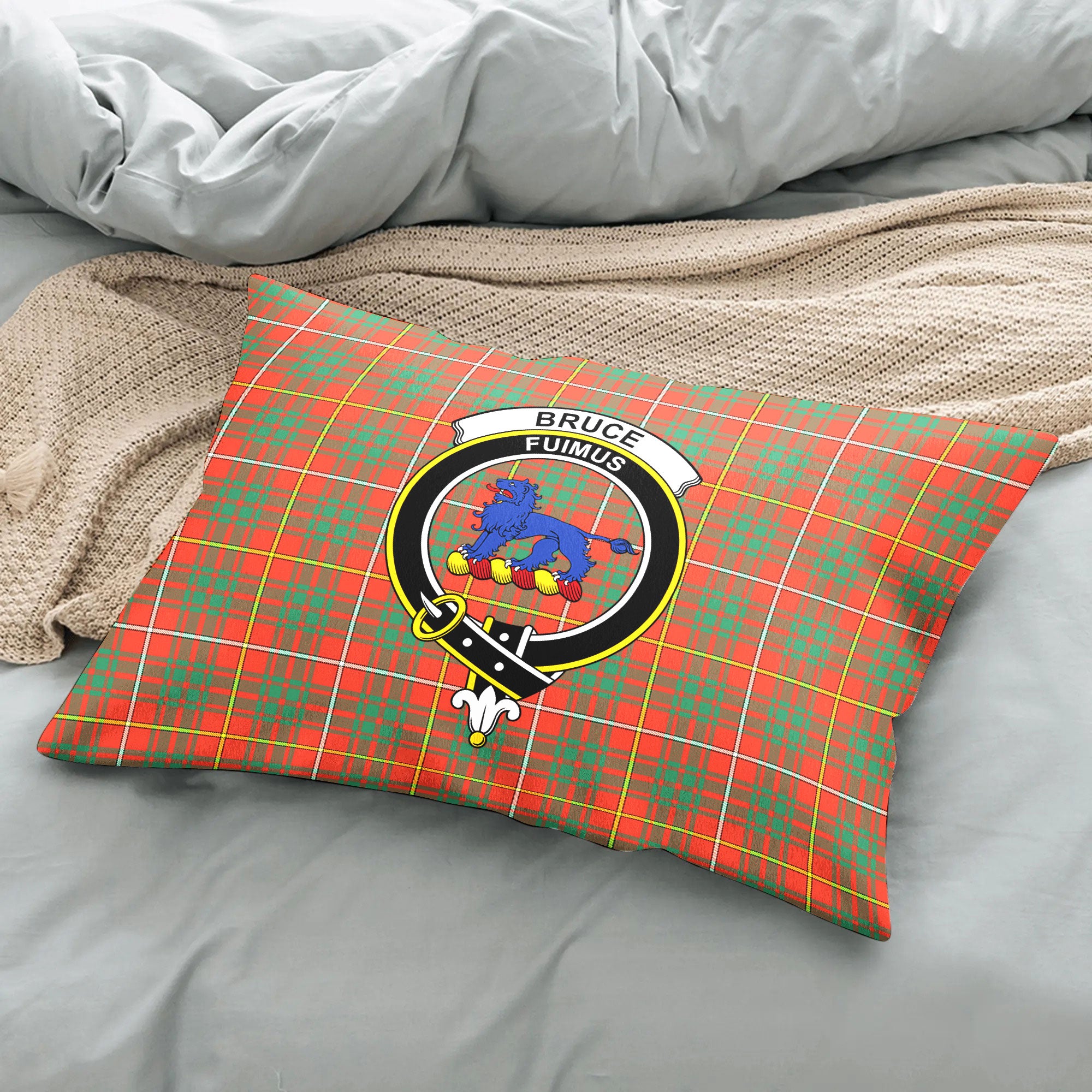 Bruce Ancient Tartan Crest Pillow Cover