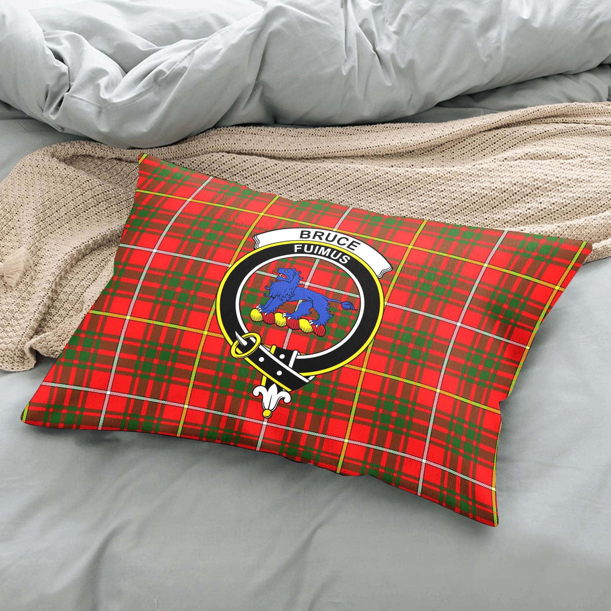 Bruce Modern Tartan Crest Pillow Cover