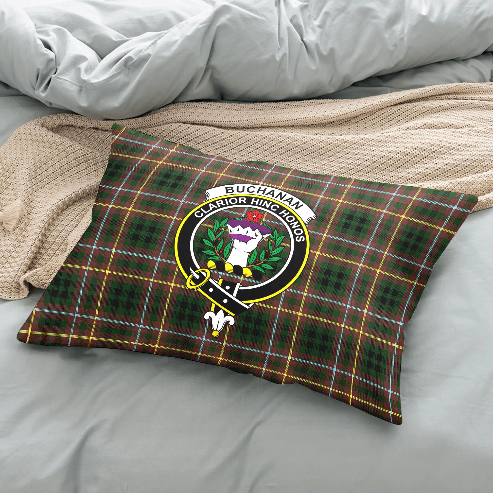 Buchanan Hunting Tartan Crest Pillow Cover