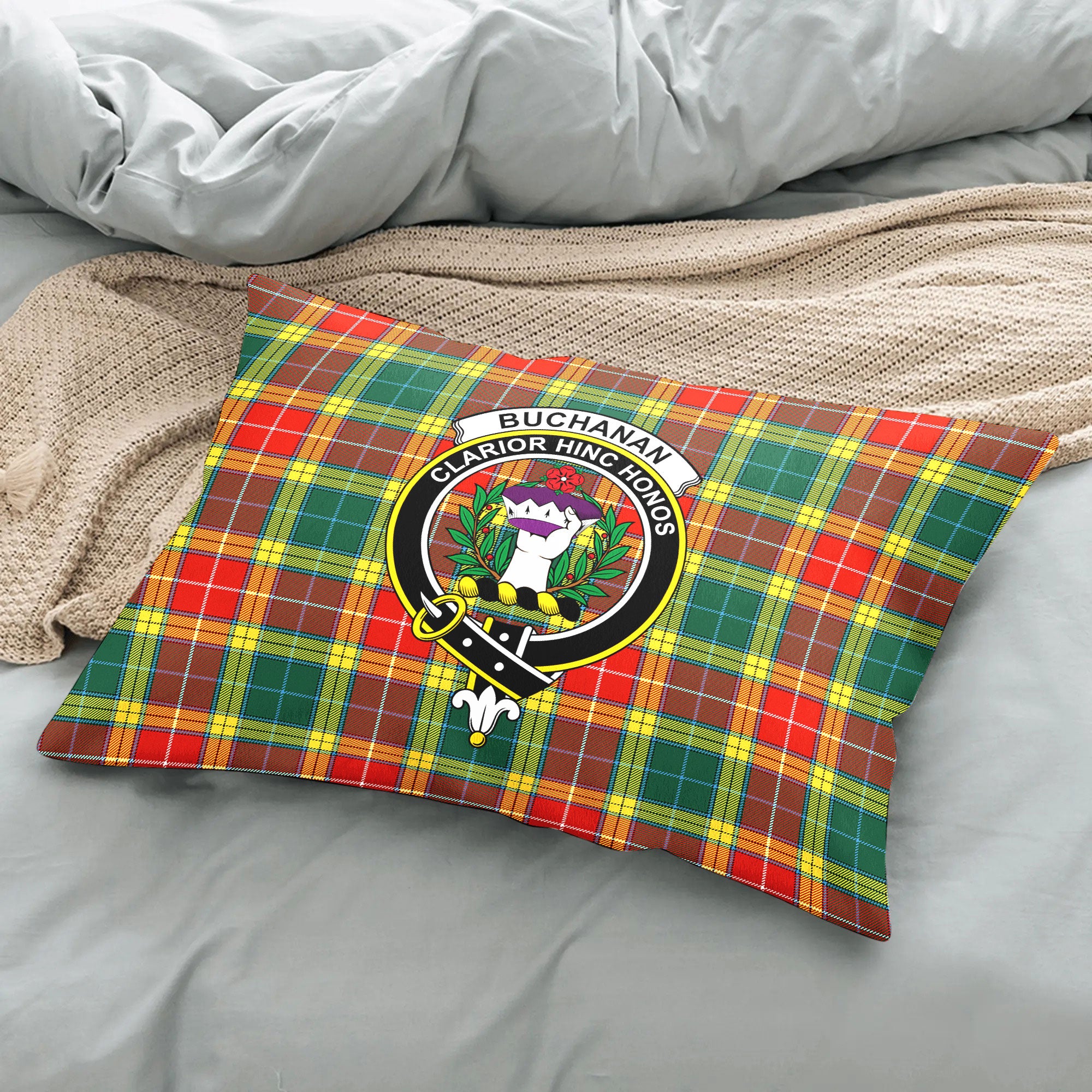 Buchanan Old Sett Tartan Crest Pillow Cover