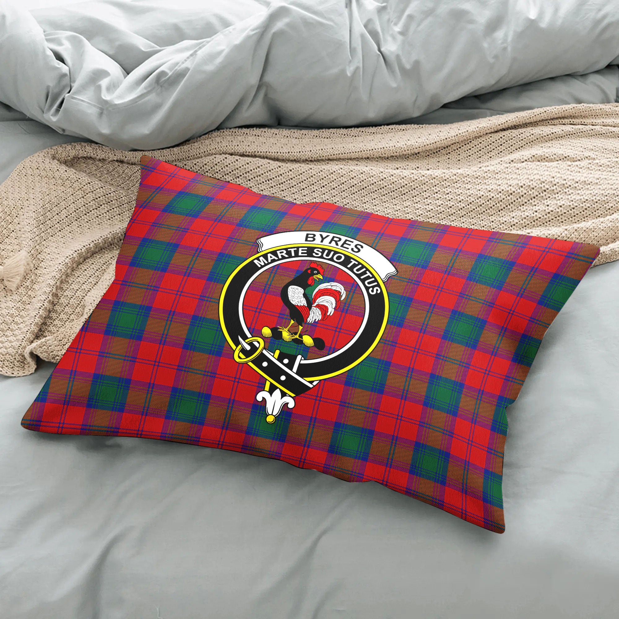 Byres Tartan Crest Pillow Cover