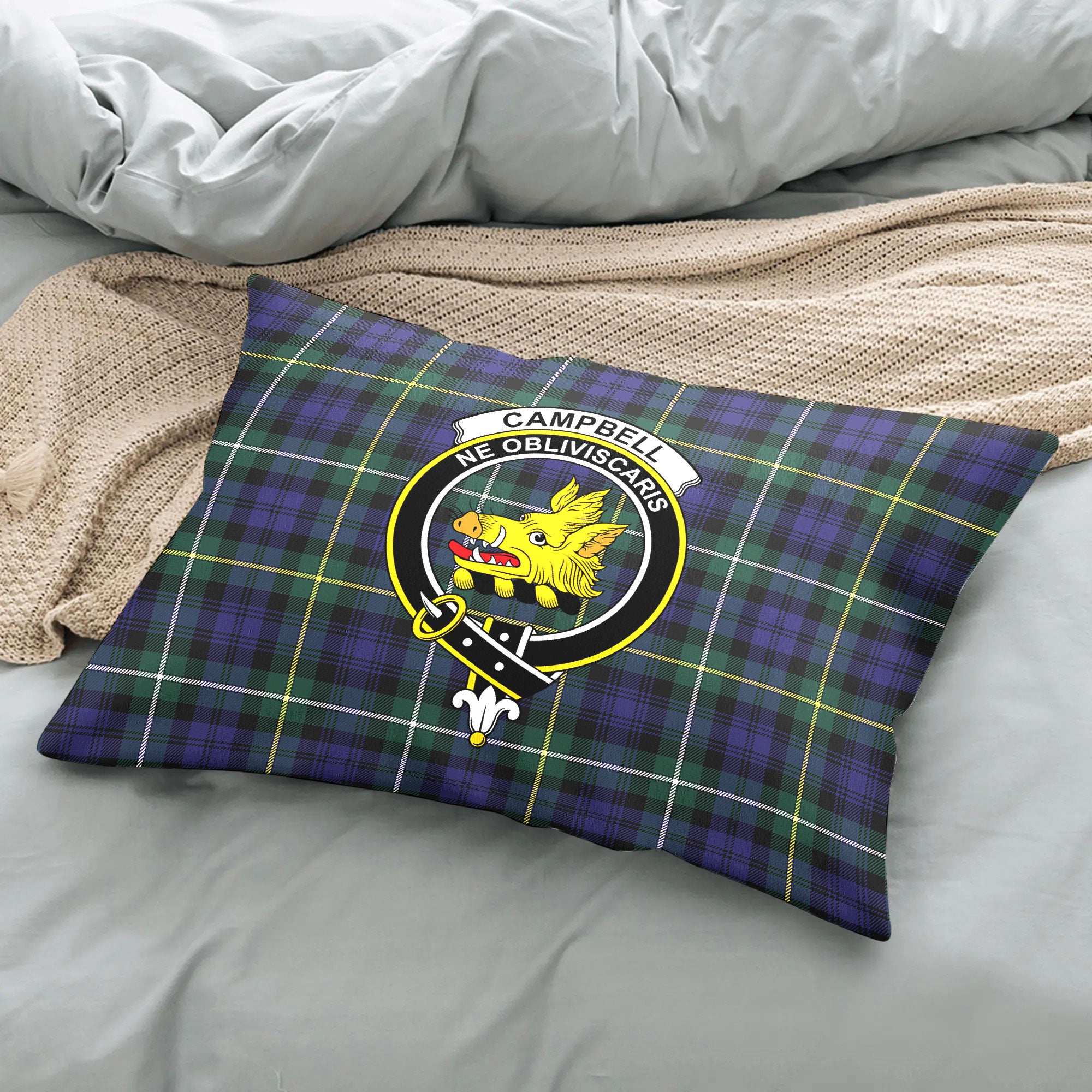 Campbell Argyll Modern Tartan Crest Pillow Cover