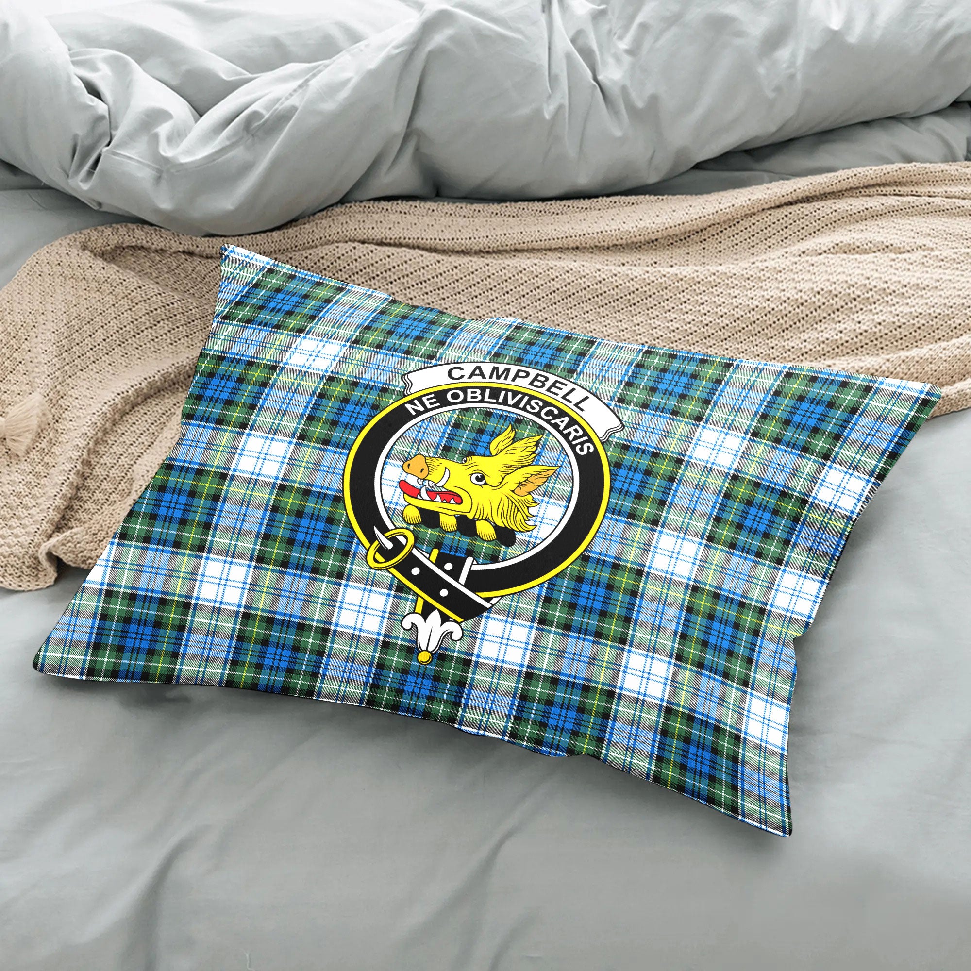 Campbell Dress Ancient Tartan Crest Pillow Cover