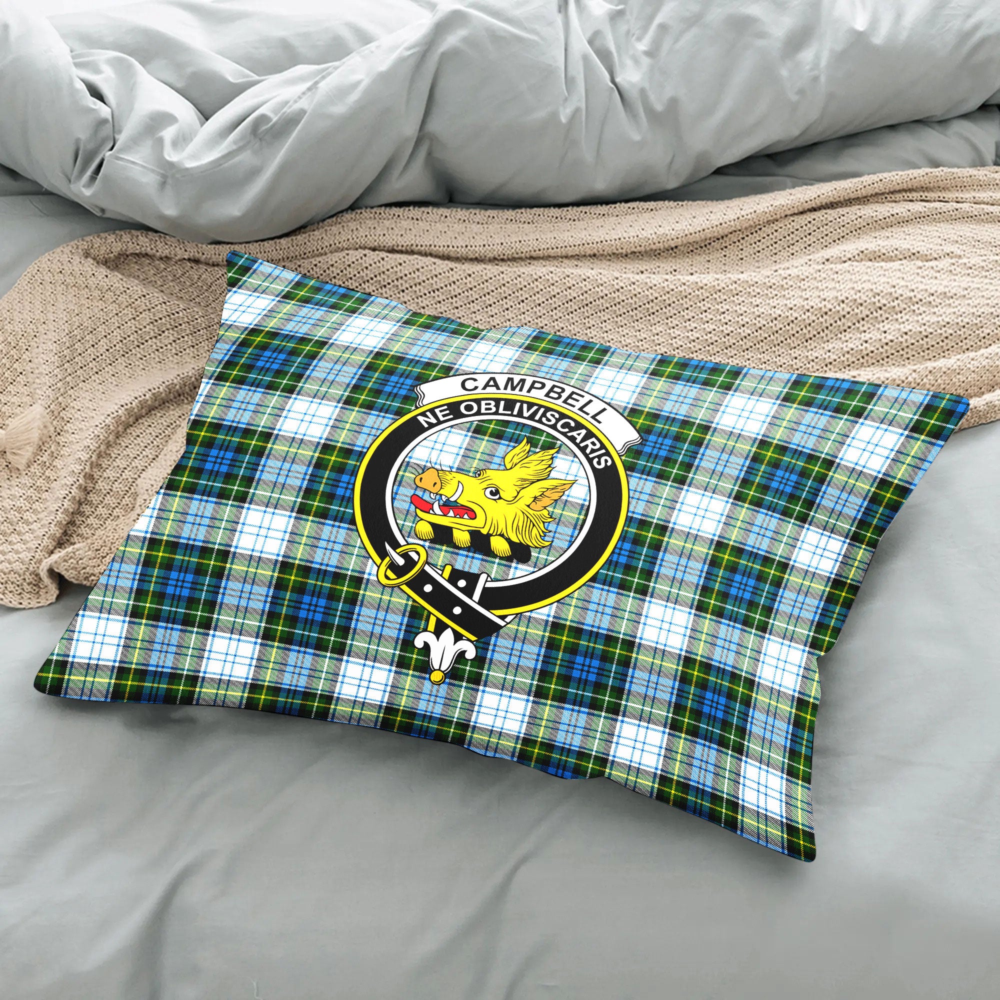 Campbell Dress Tartan Crest Pillow Cover