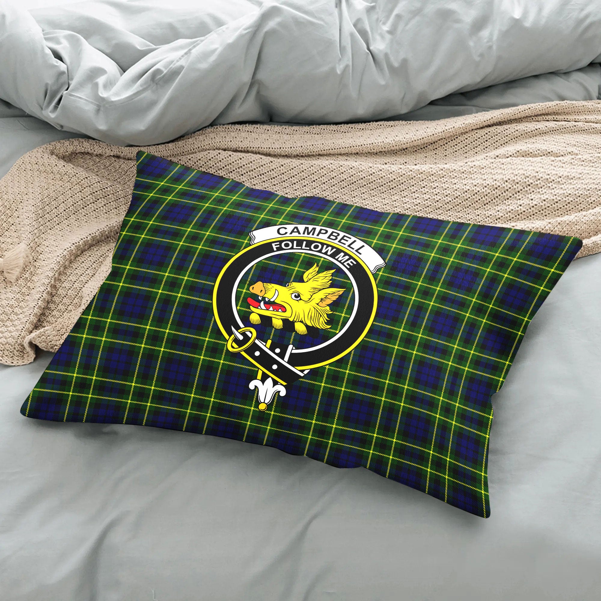 Campbell of Breadalbane Modern Tartan Crest Pillow Cover