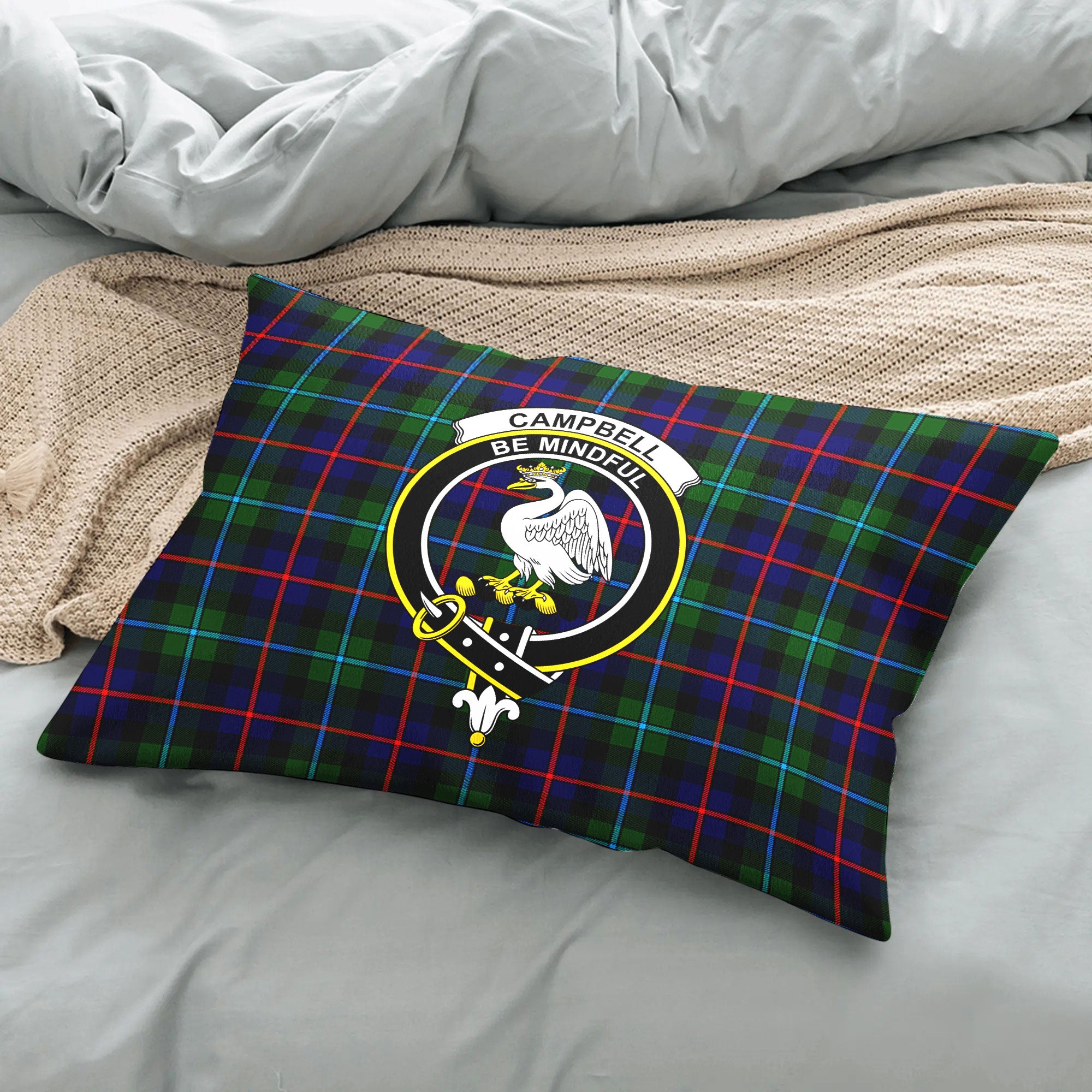 Campbell of Cawdor Modern Tartan Crest Pillow Cover