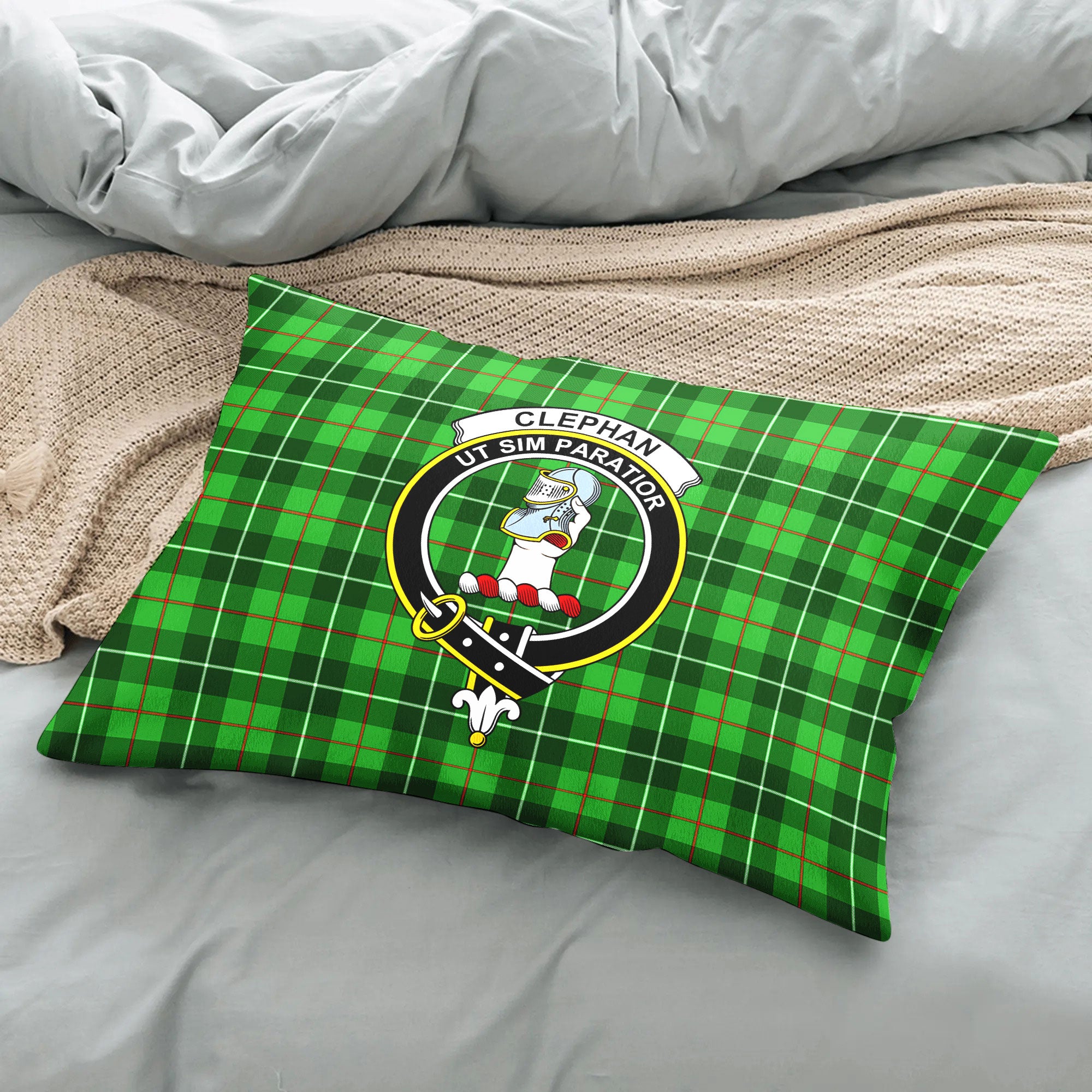 Clephan (or Clephane) Tartan Crest Pillow Cover