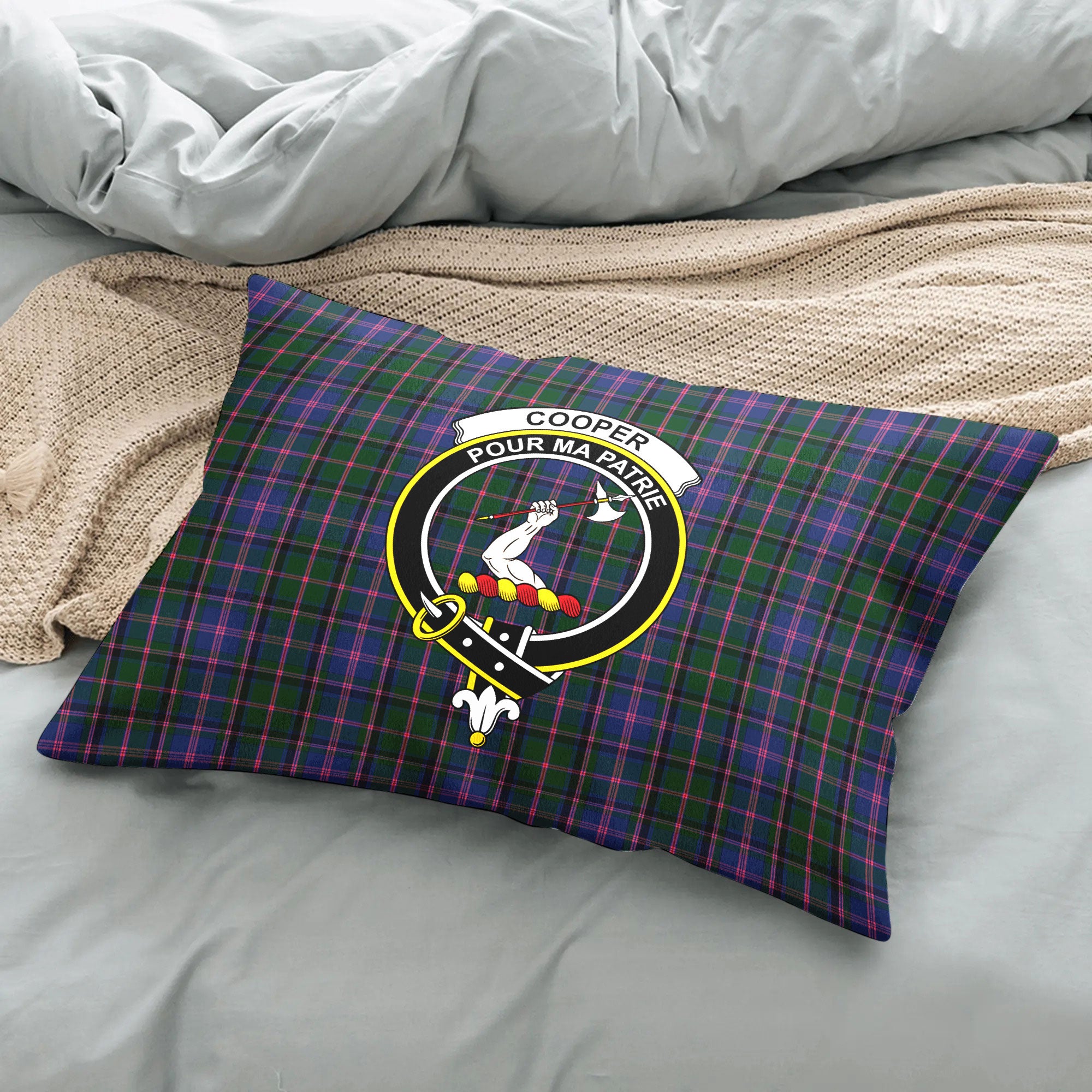 Cooper Tartan Crest Pillow Cover