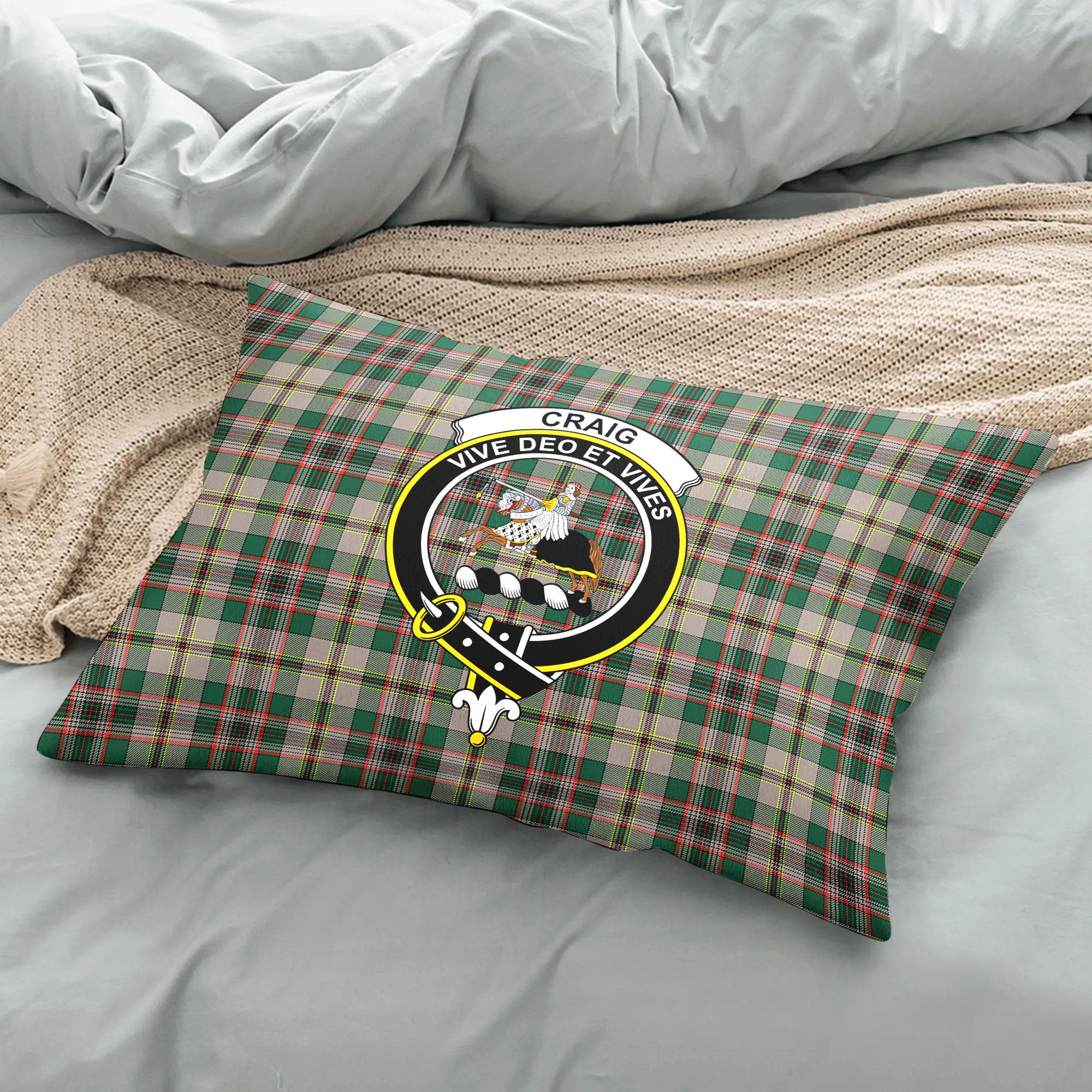 Craig Ancient Tartan Crest Pillow Cover