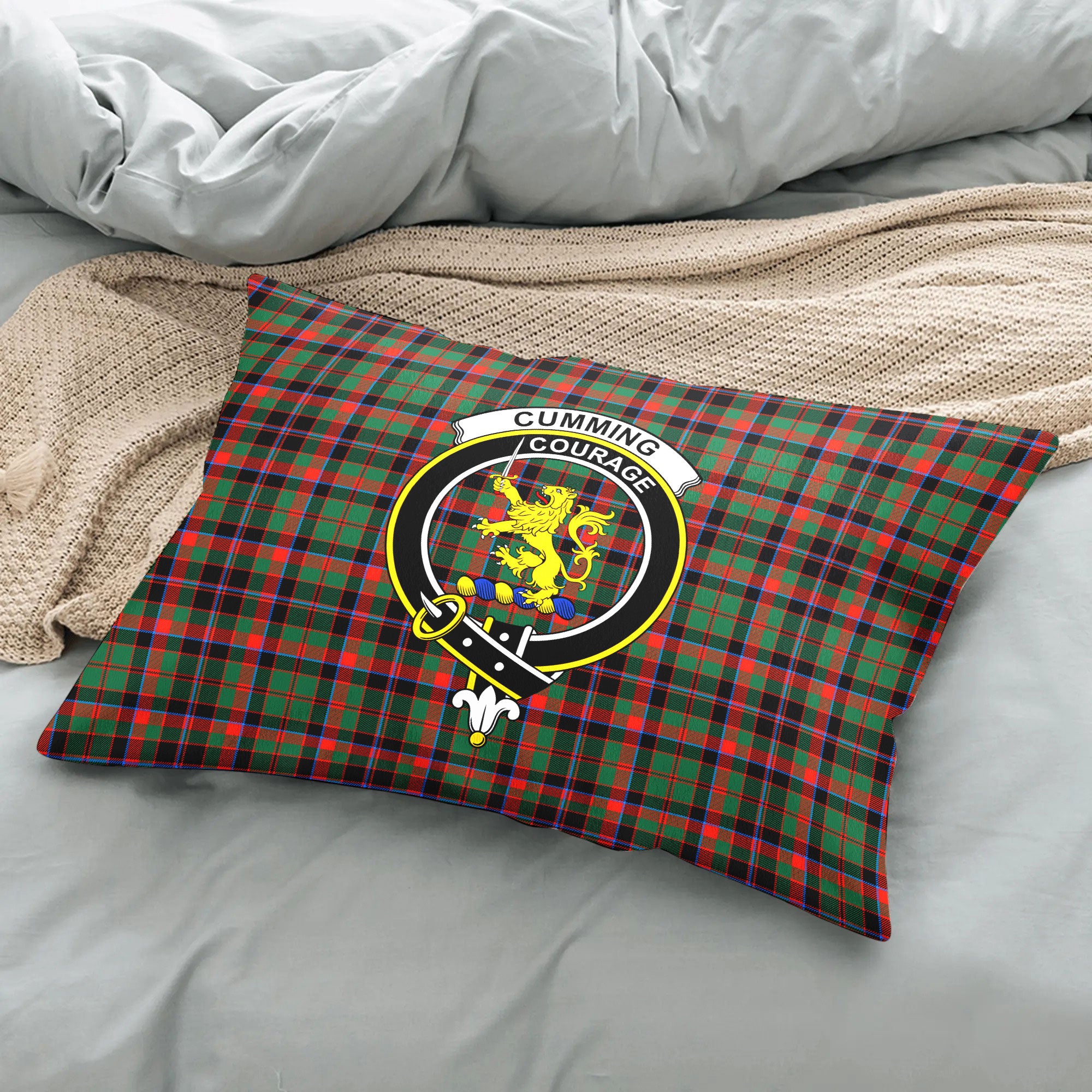 Cumming Hunting Ancient Tartan Crest Pillow Cover