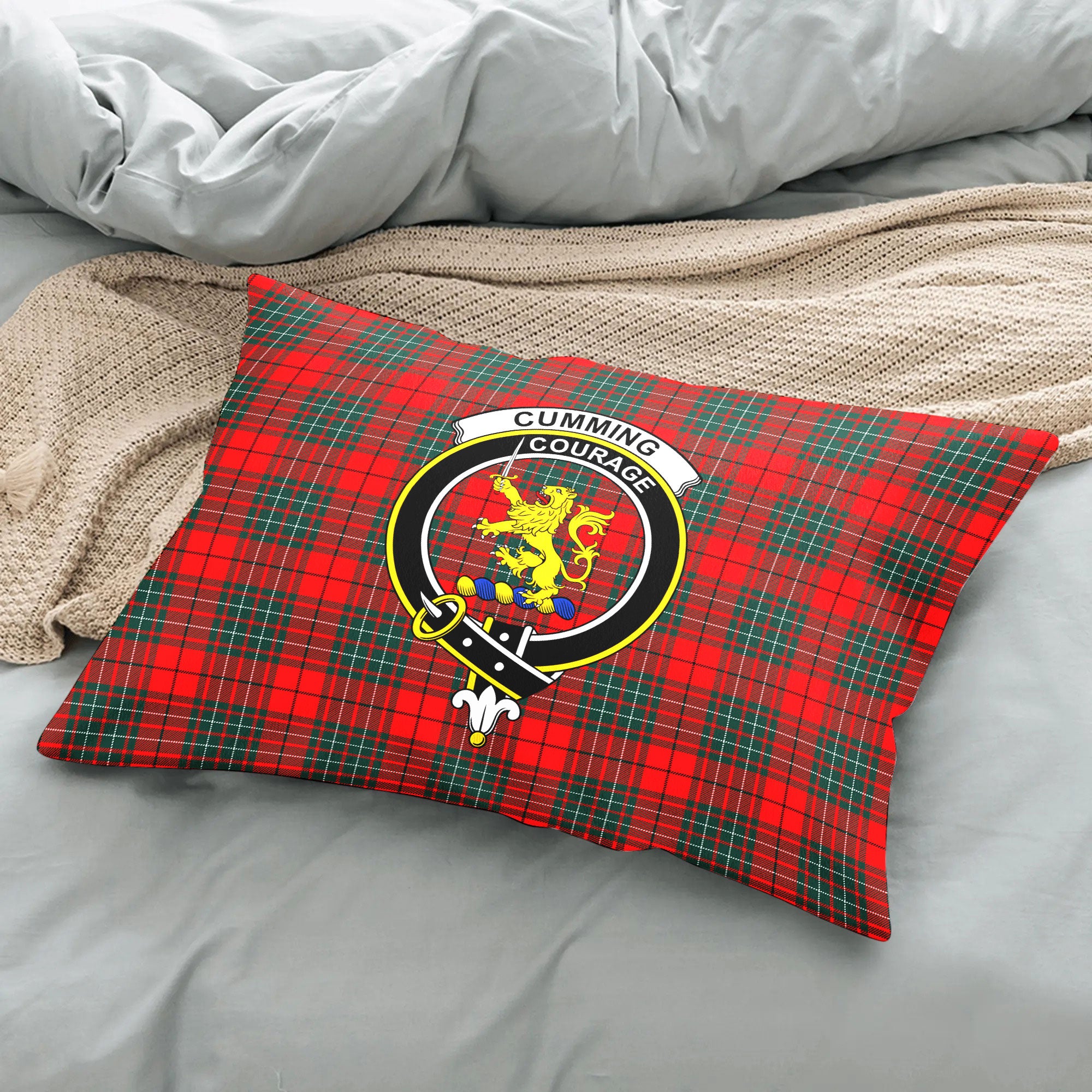 Cumming Modern Tartan Crest Pillow Cover