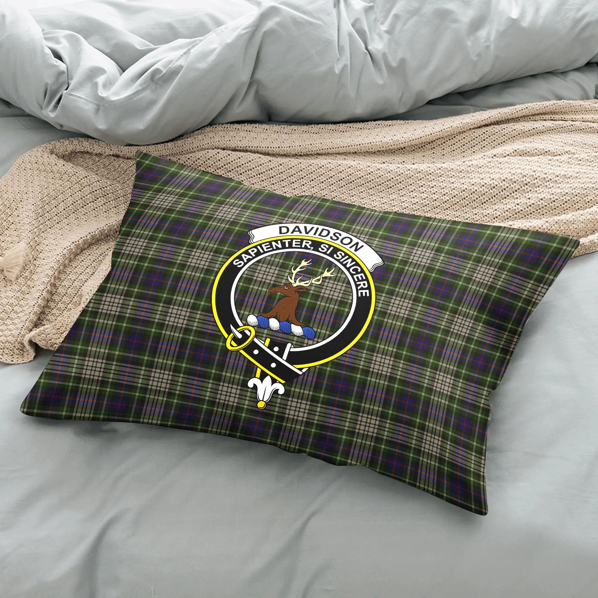 Davidson Tulloch Dress Tartan Crest Pillow Cover