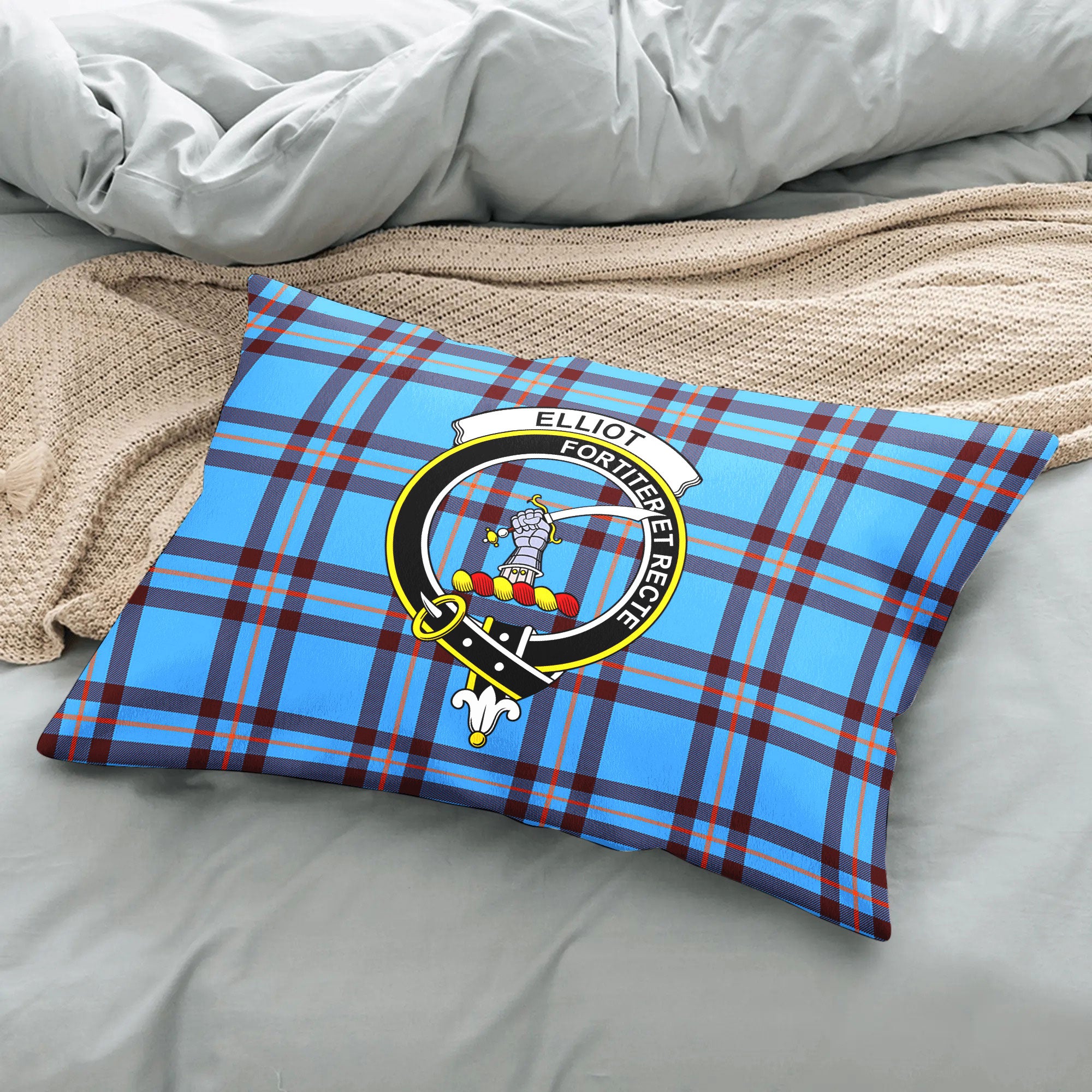 Elliot Ancient Tartan Crest Pillow Cover