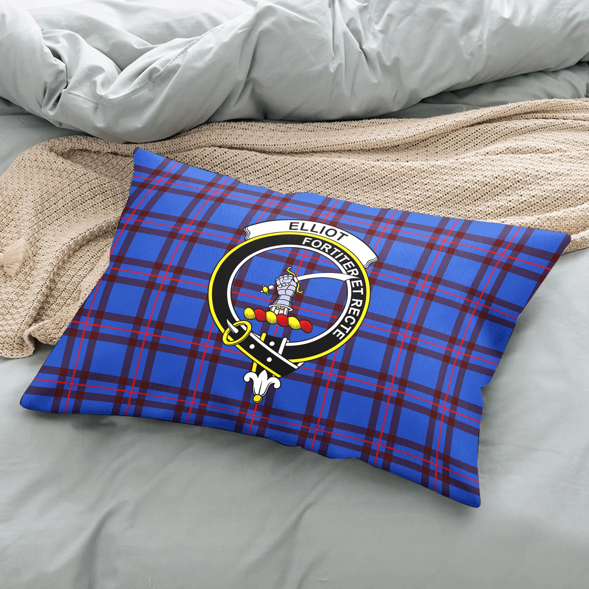 Elliot Modern Tartan Crest Pillow Cover