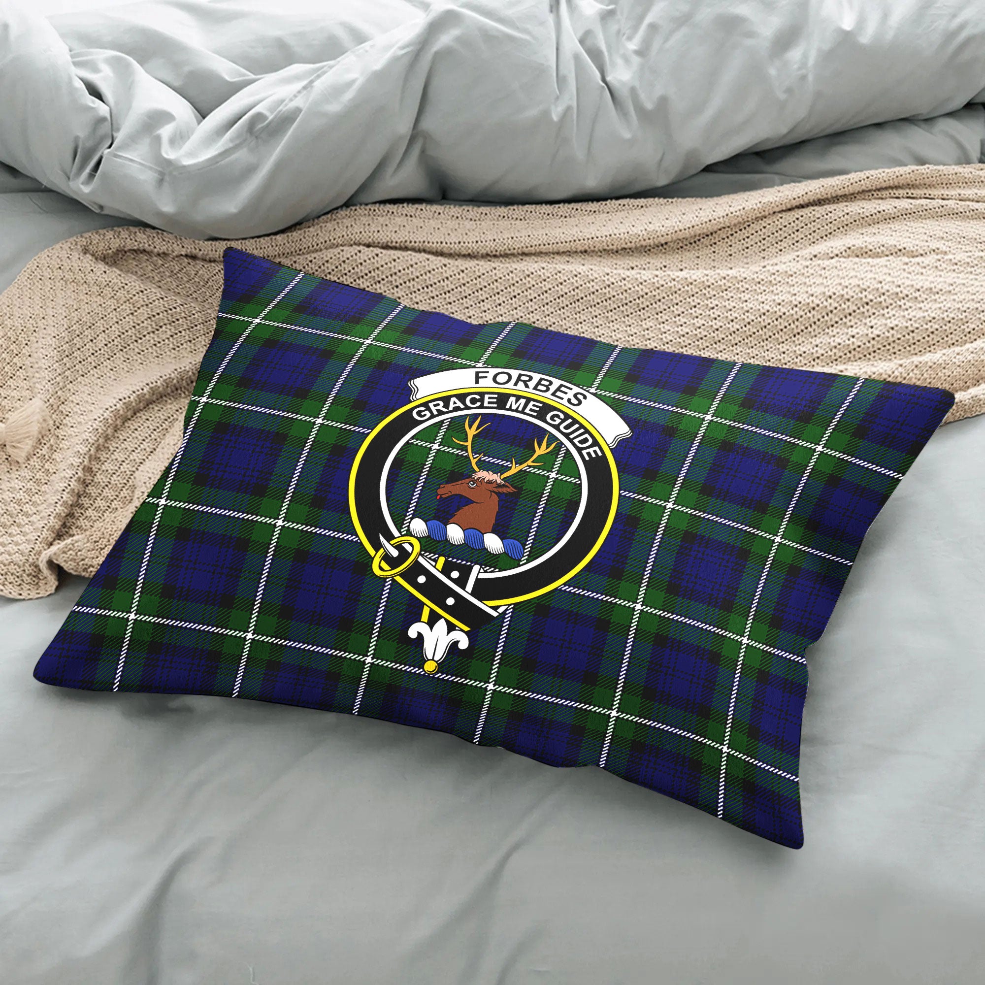 Forbes Modern Tartan Crest Pillow Cover