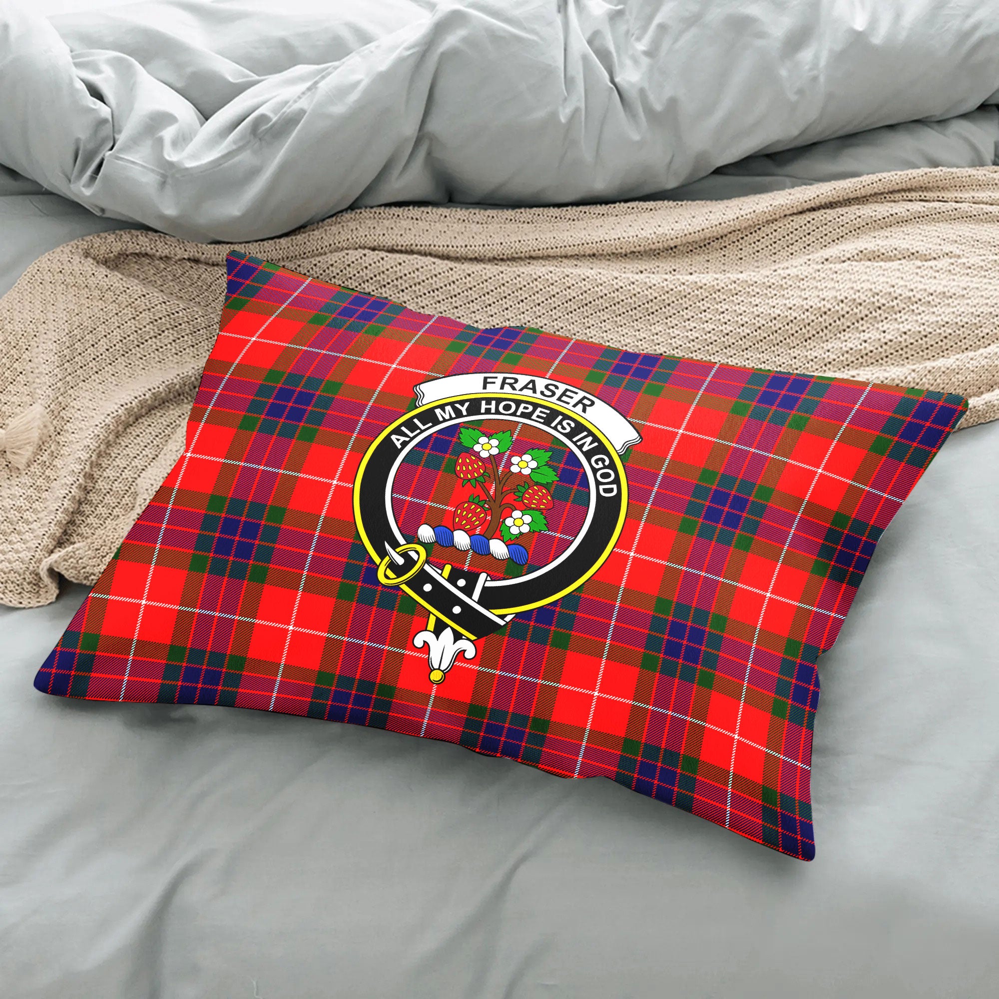 Fraser Tartan Crest Pillow Cover