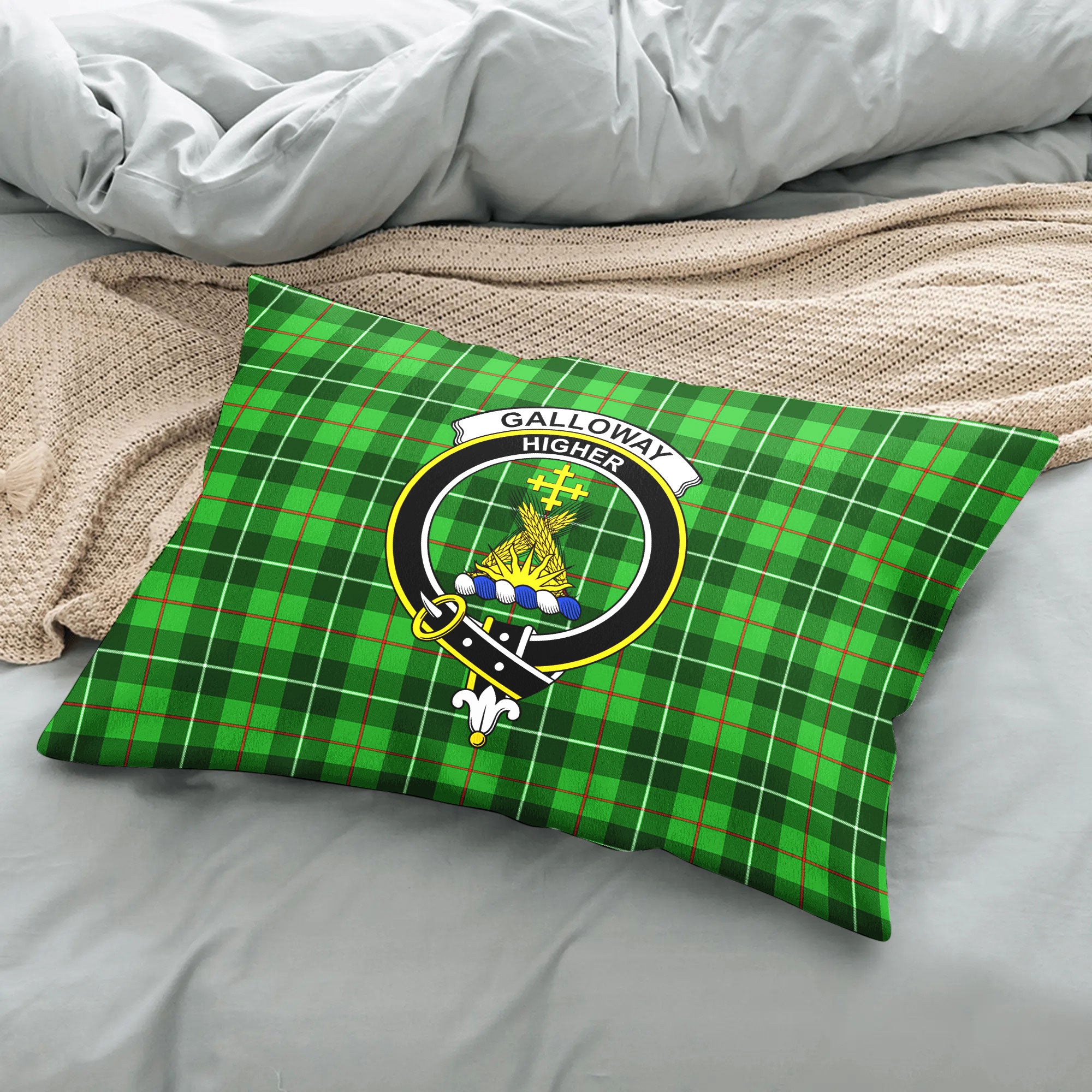 Galloway District Tartan Crest Pillow Cover