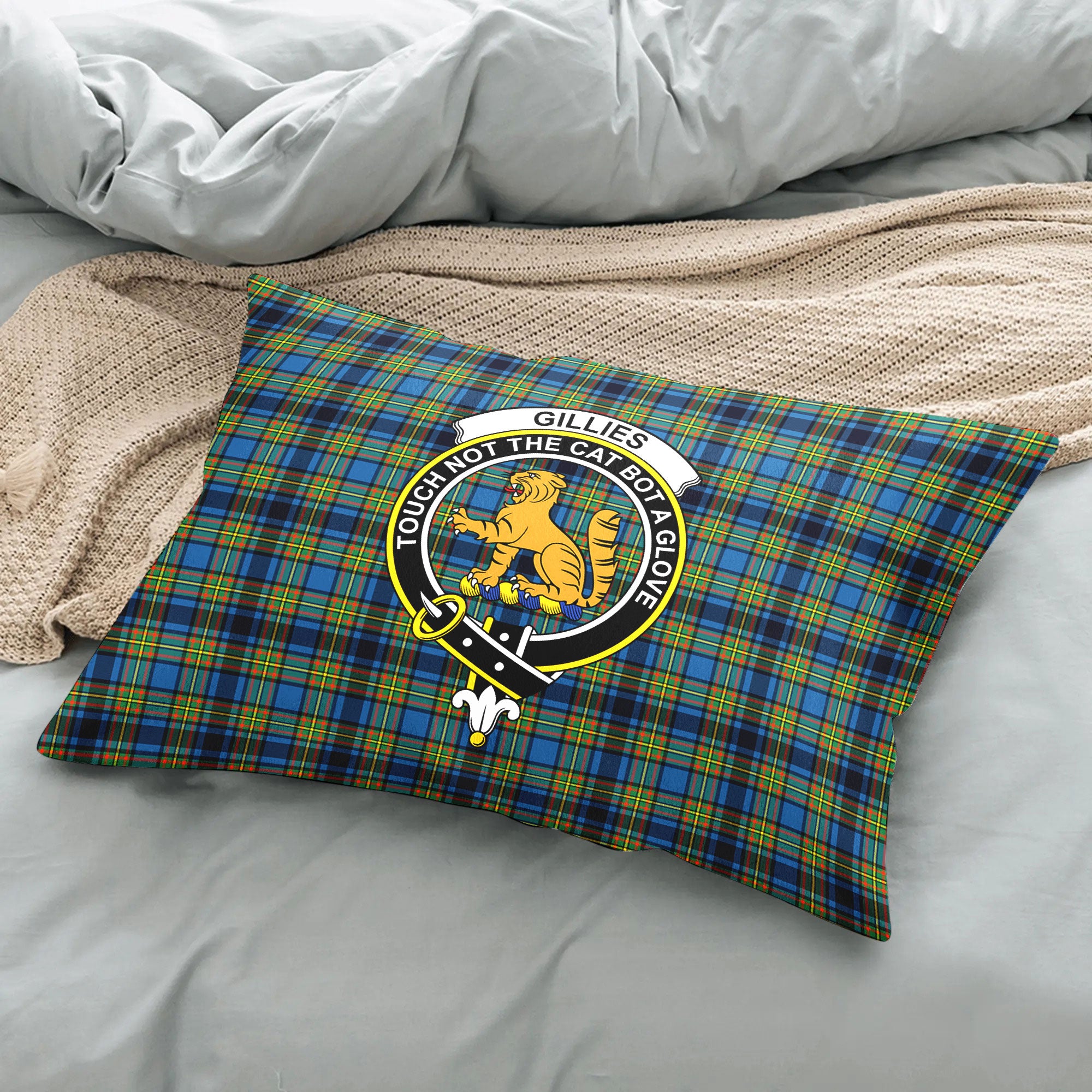 Gillies Ancient Tartan Crest Pillow Cover