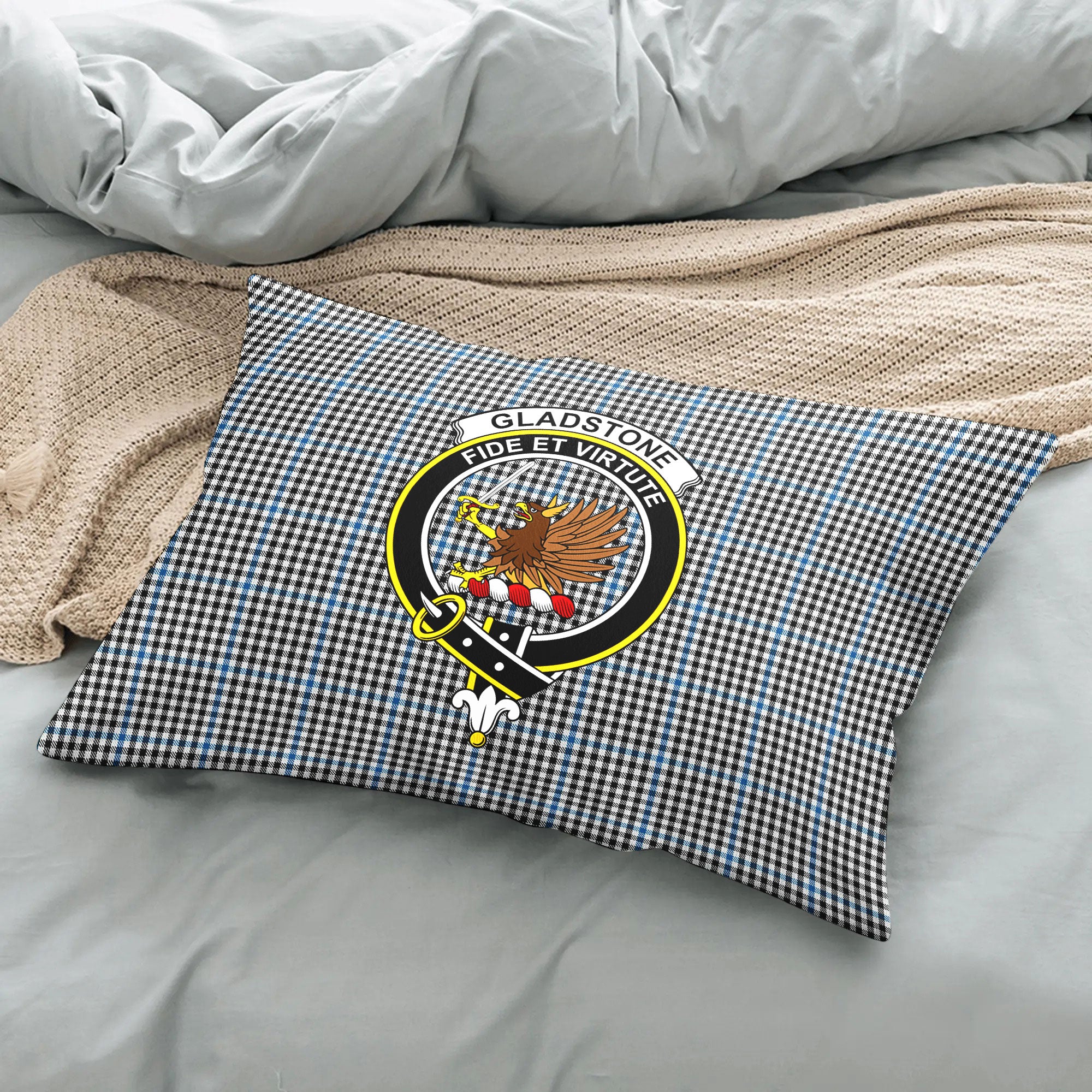 Gladstone Tartan Crest Pillow Cover