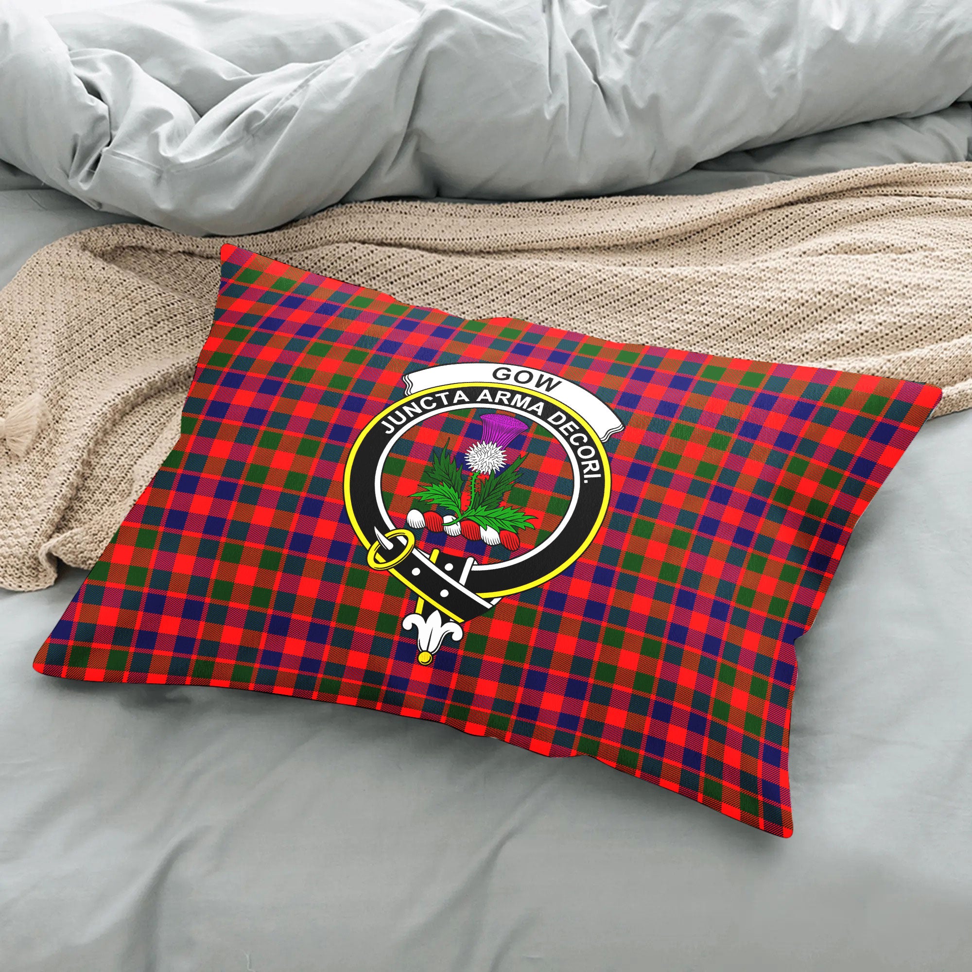 Gow (of Skeoch) Tartan Crest Pillow Cover