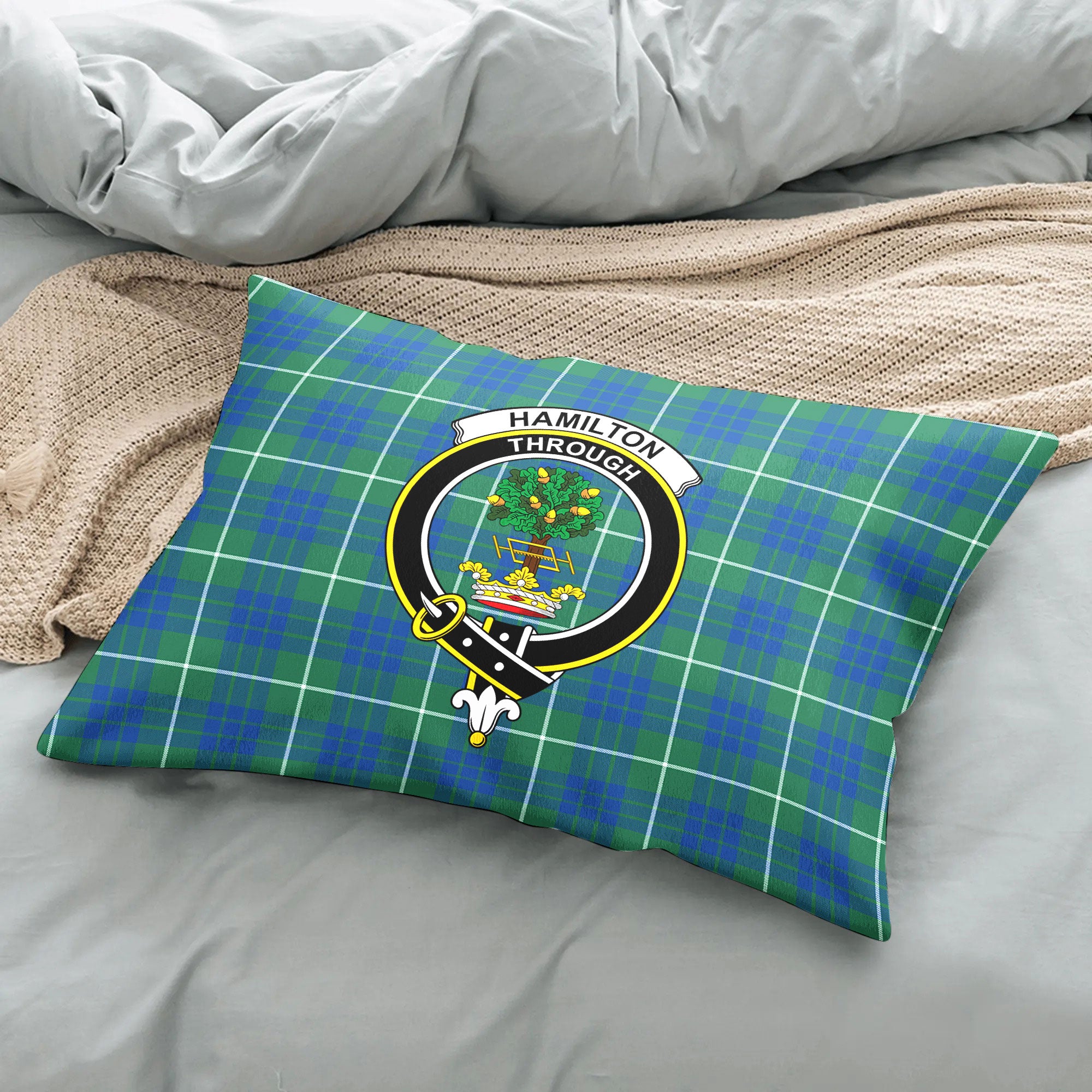 Hamilton Hunting Ancient Tartan Crest Pillow Cover