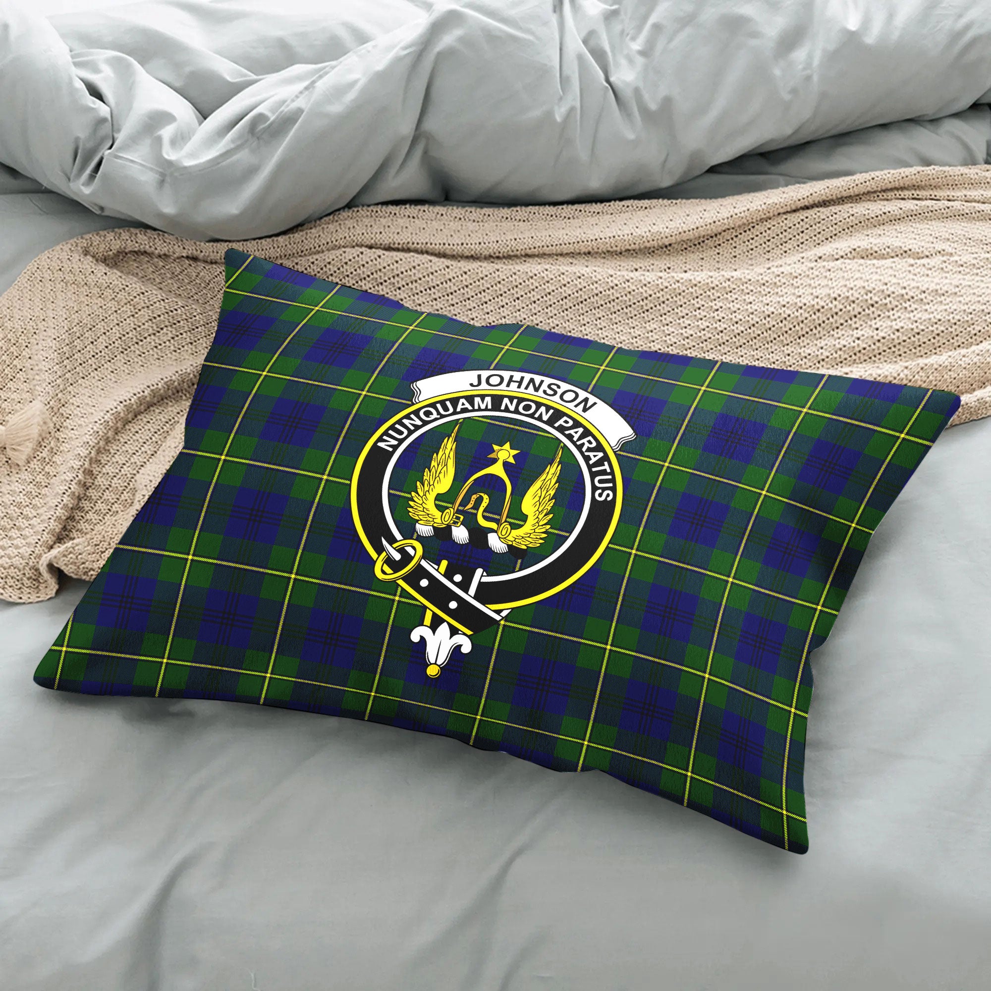 Johnson Modern Tartan Crest Pillow Cover