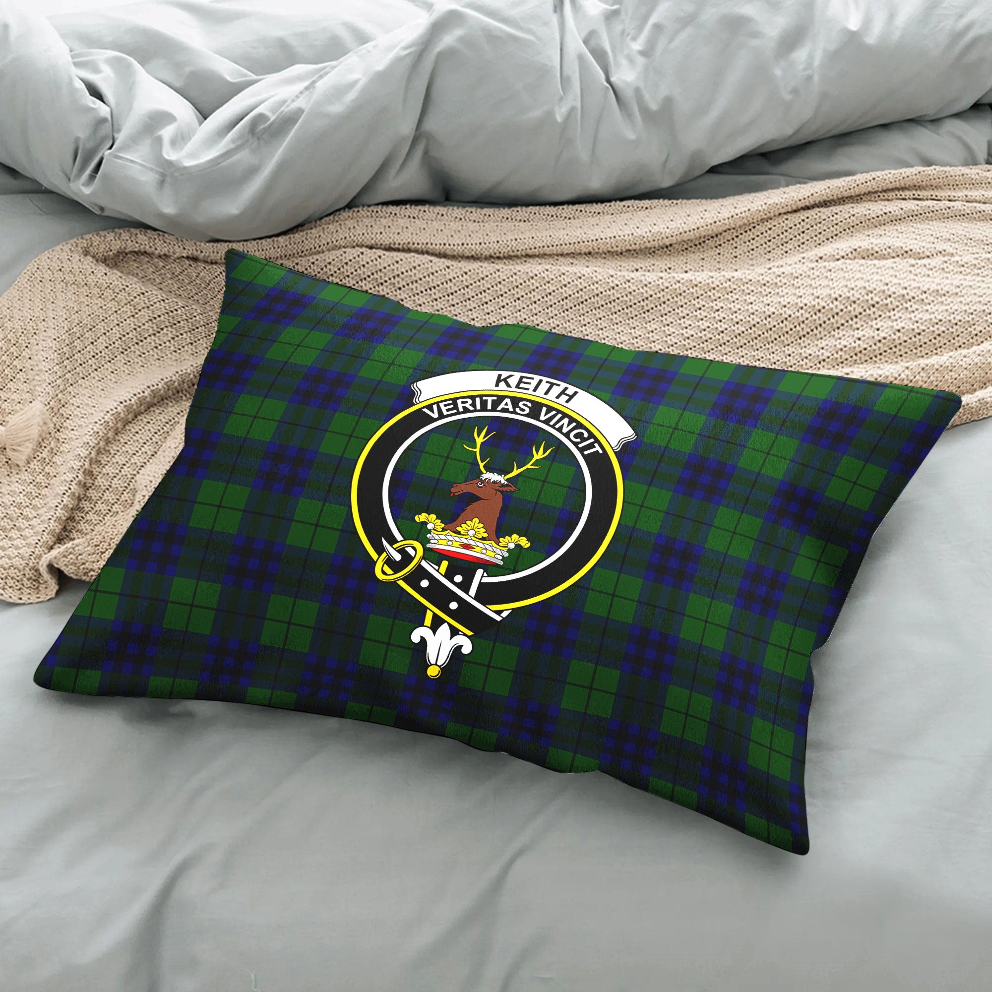 Keith Modern Tartan Crest Pillow Cover