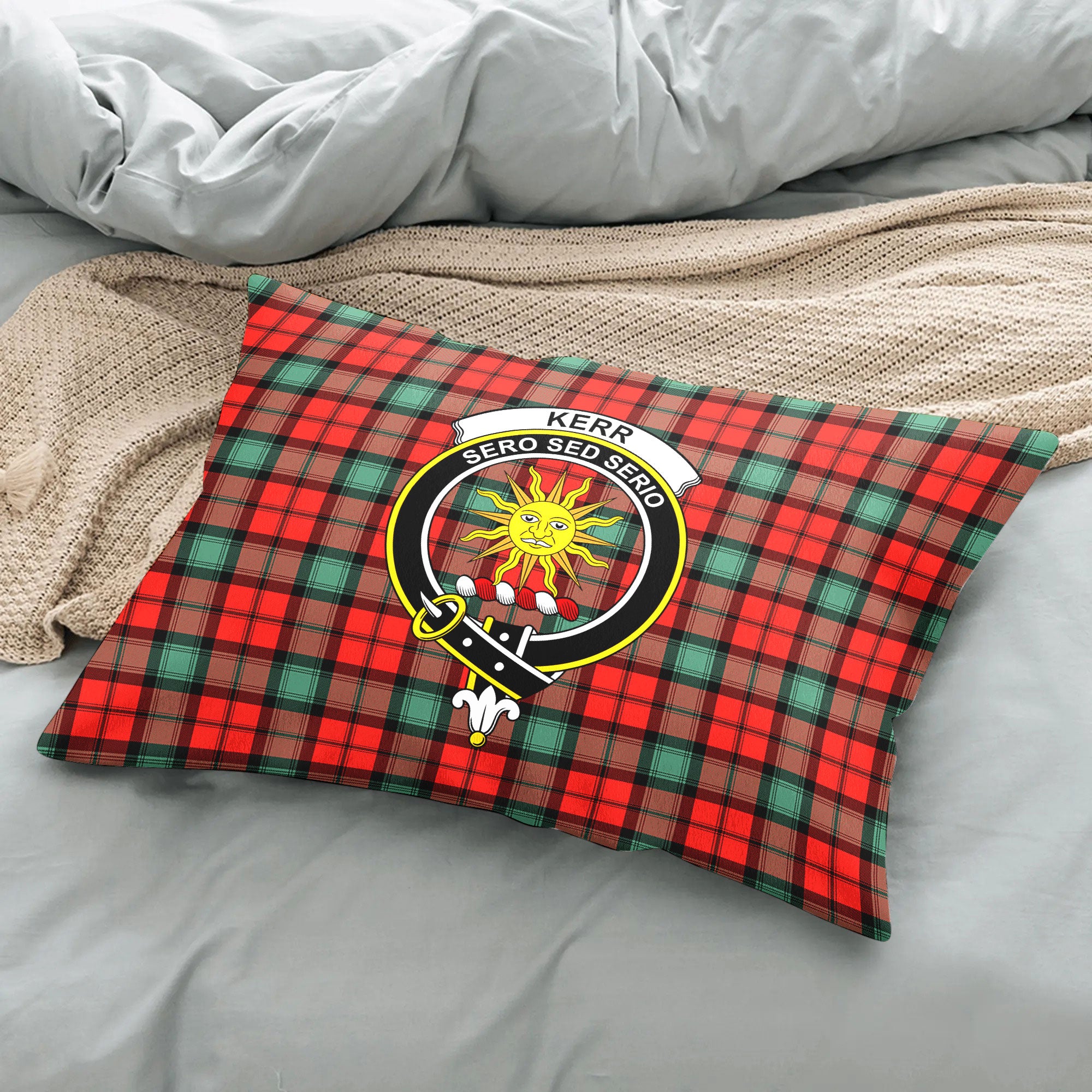 Kerr Ancient Tartan Crest Pillow Cover