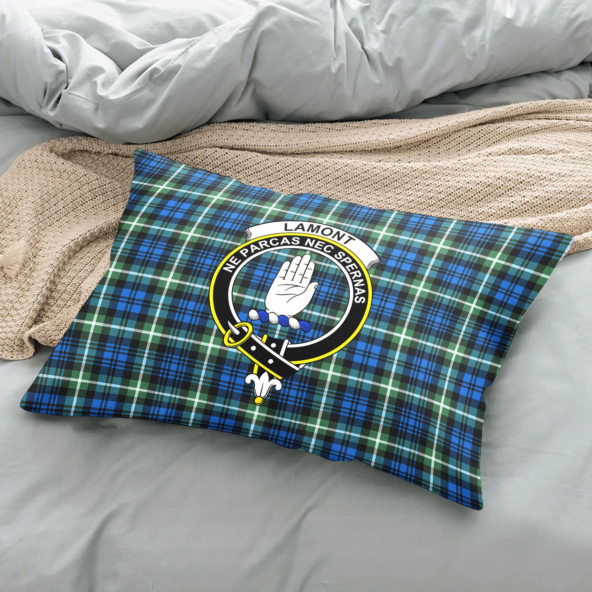 Lamont Ancient Tartan Crest Pillow Cover