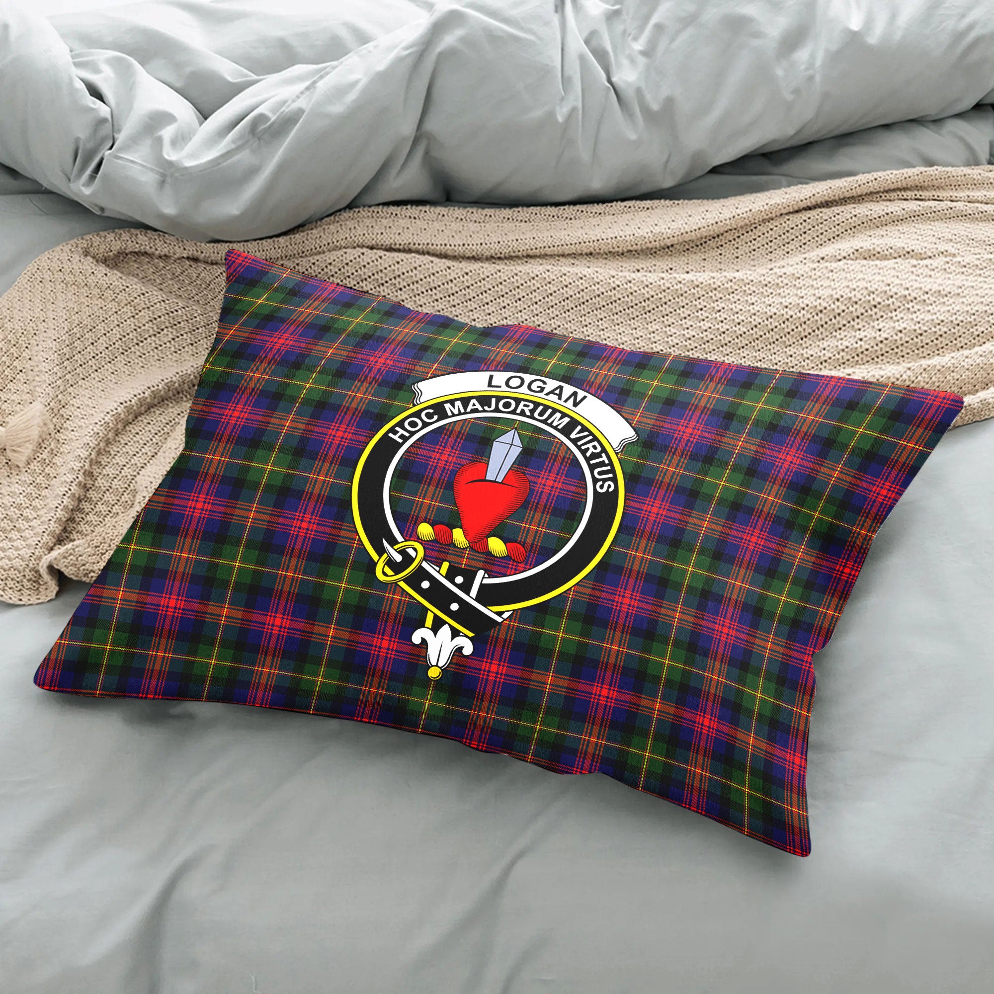 Logan Modern Tartan Crest Pillow Cover