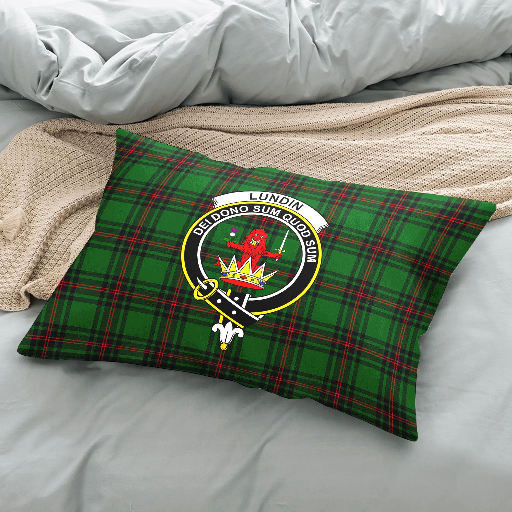 Lundin Tartan Crest Pillow Cover