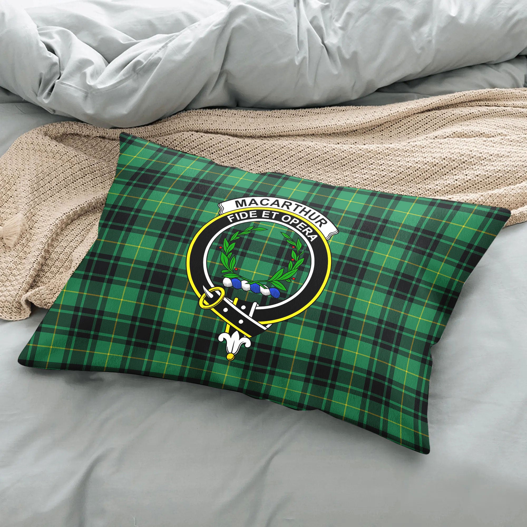 MacArthur Ancient Tartan Crest Pillow Cover