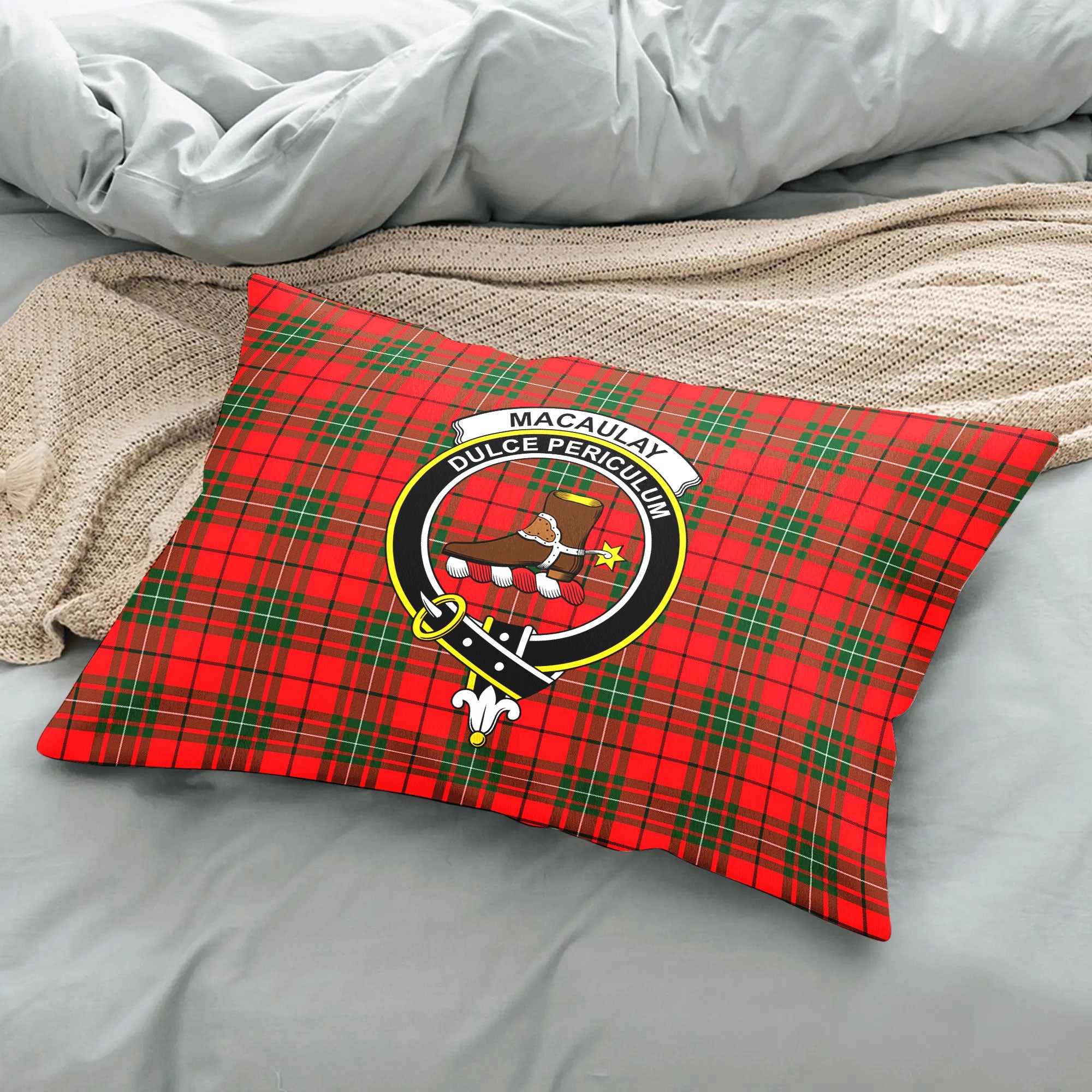 MacAulay Modern Tartan Crest Pillow Cover