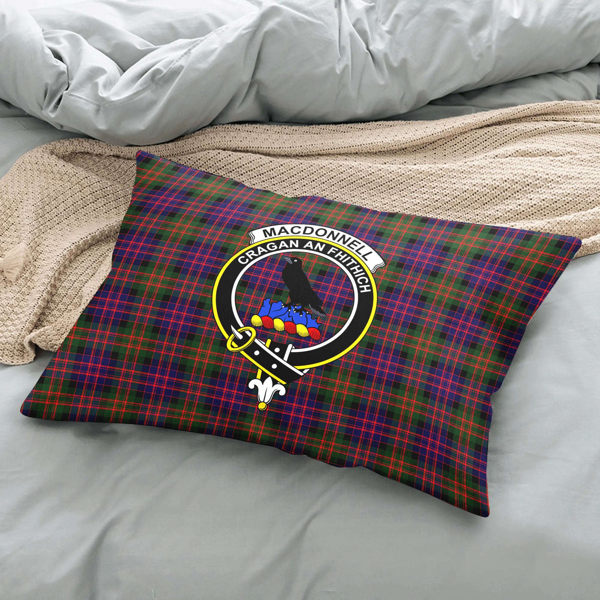 MacDonnell of Glengarry Modern Tartan Crest Pillow Cover