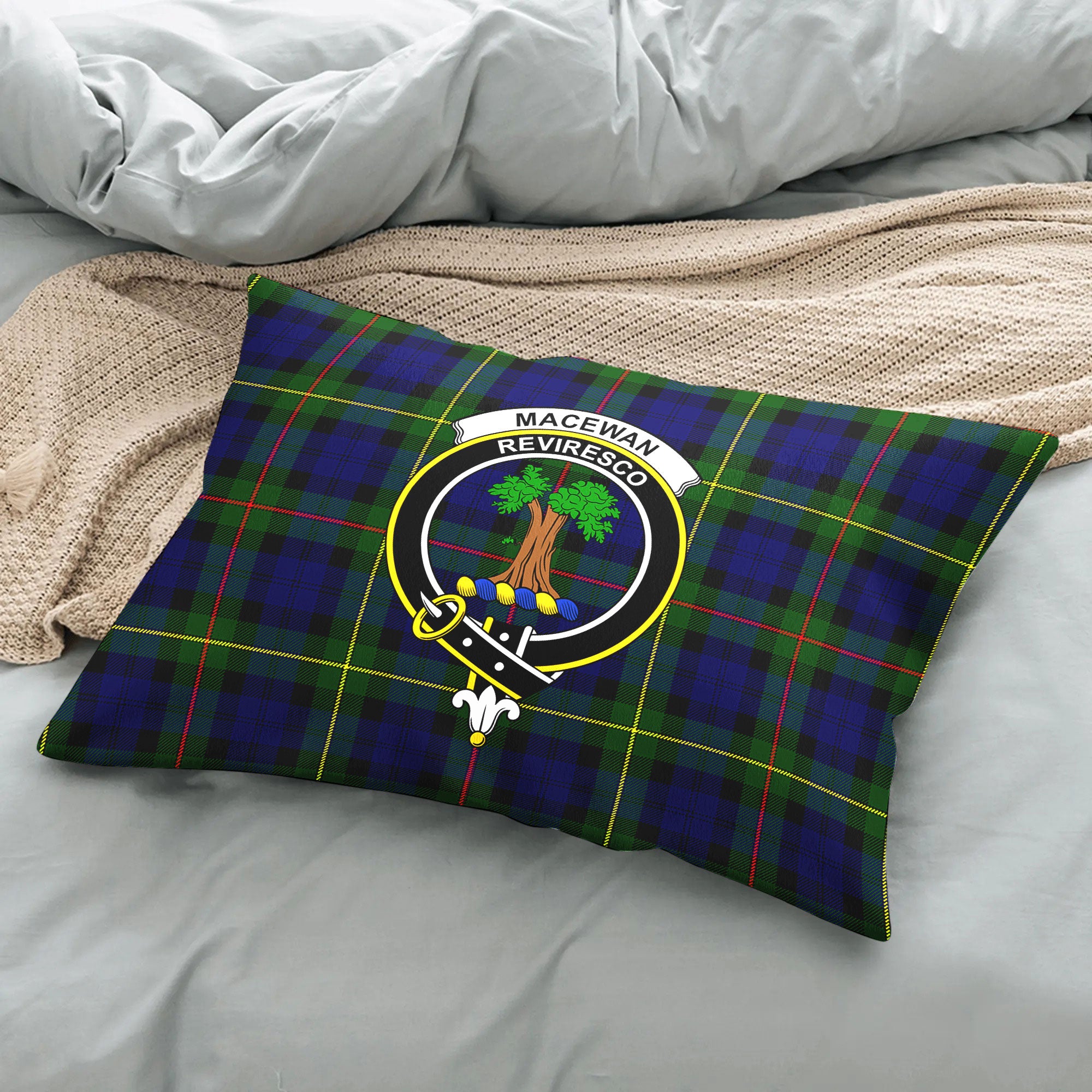 MacEwan Modern Tartan Crest Pillow Cover