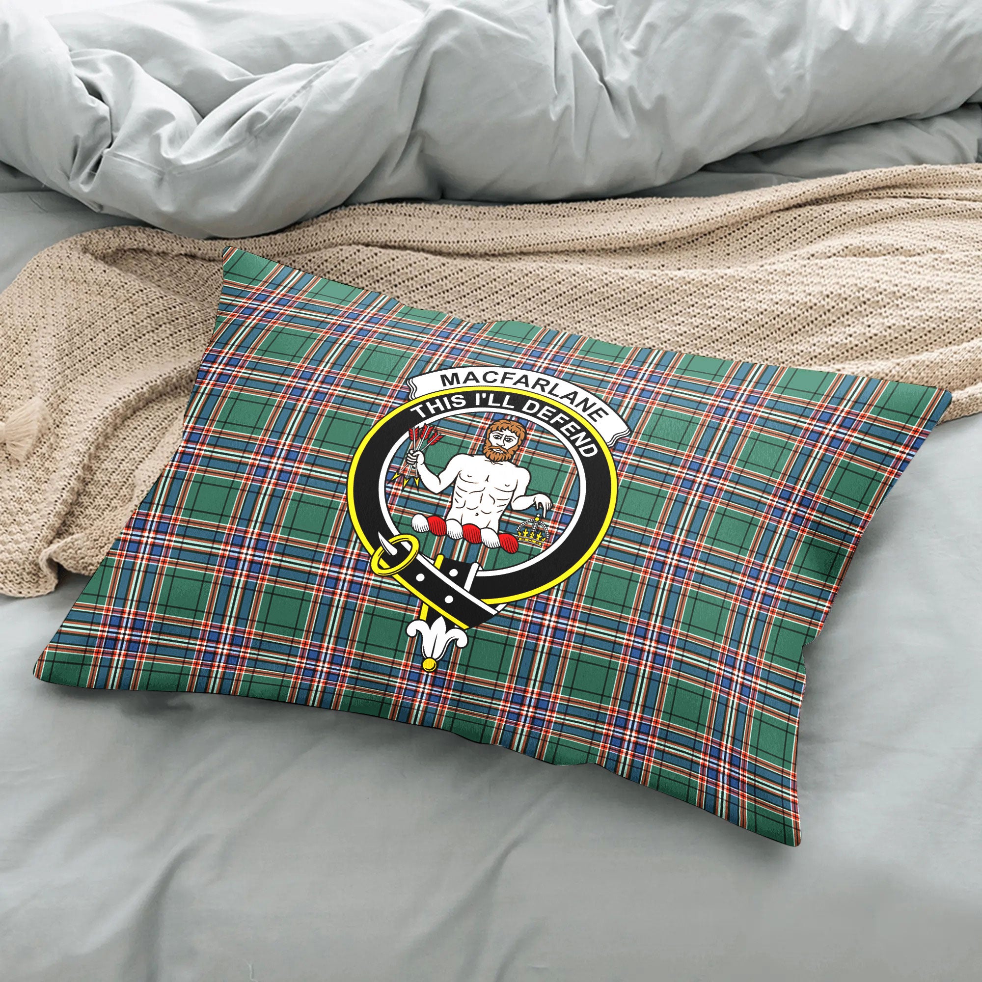 MacFarlane Hunting Ancient Tartan Crest Pillow Cover