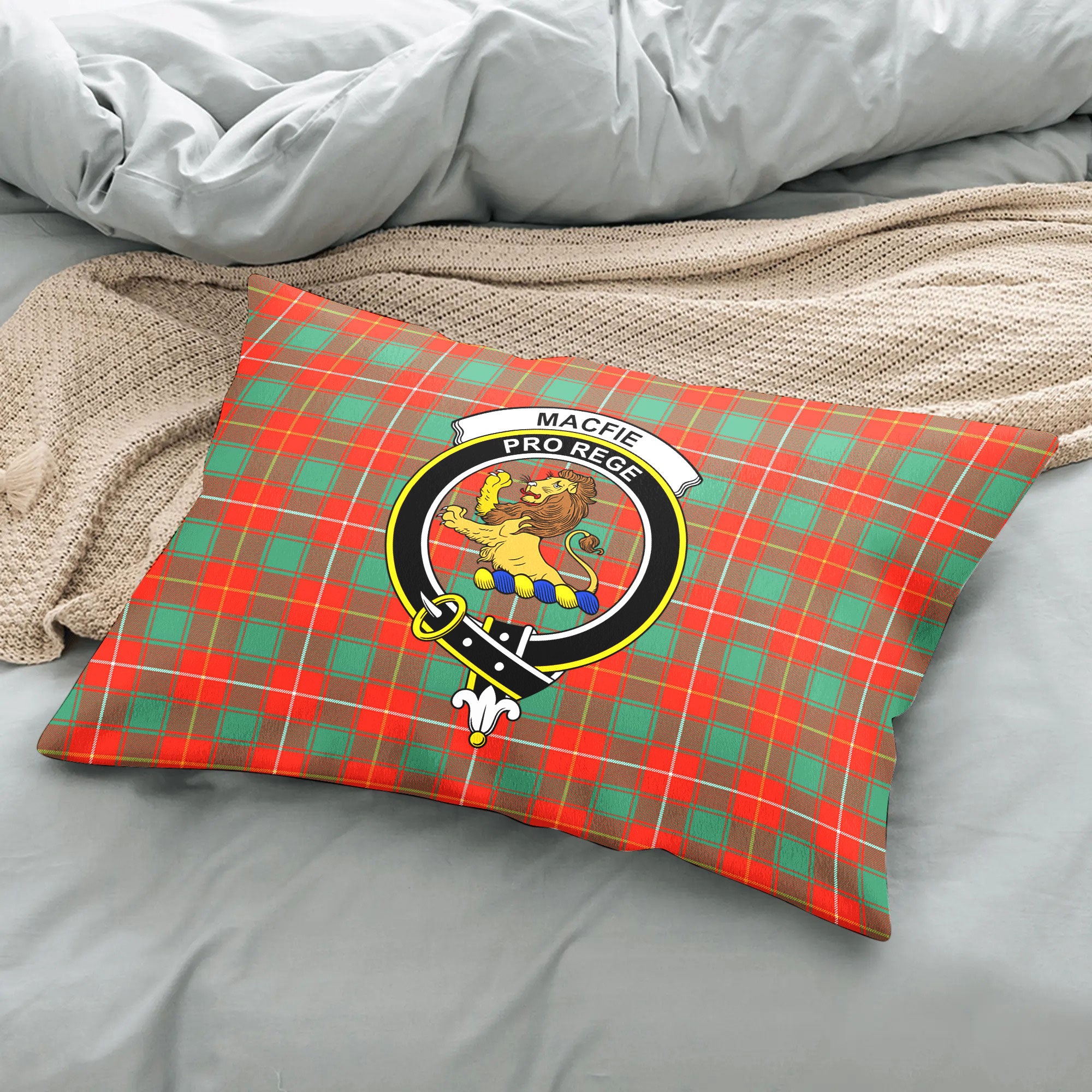 MacFie Ancient Tartan Crest Pillow Cover