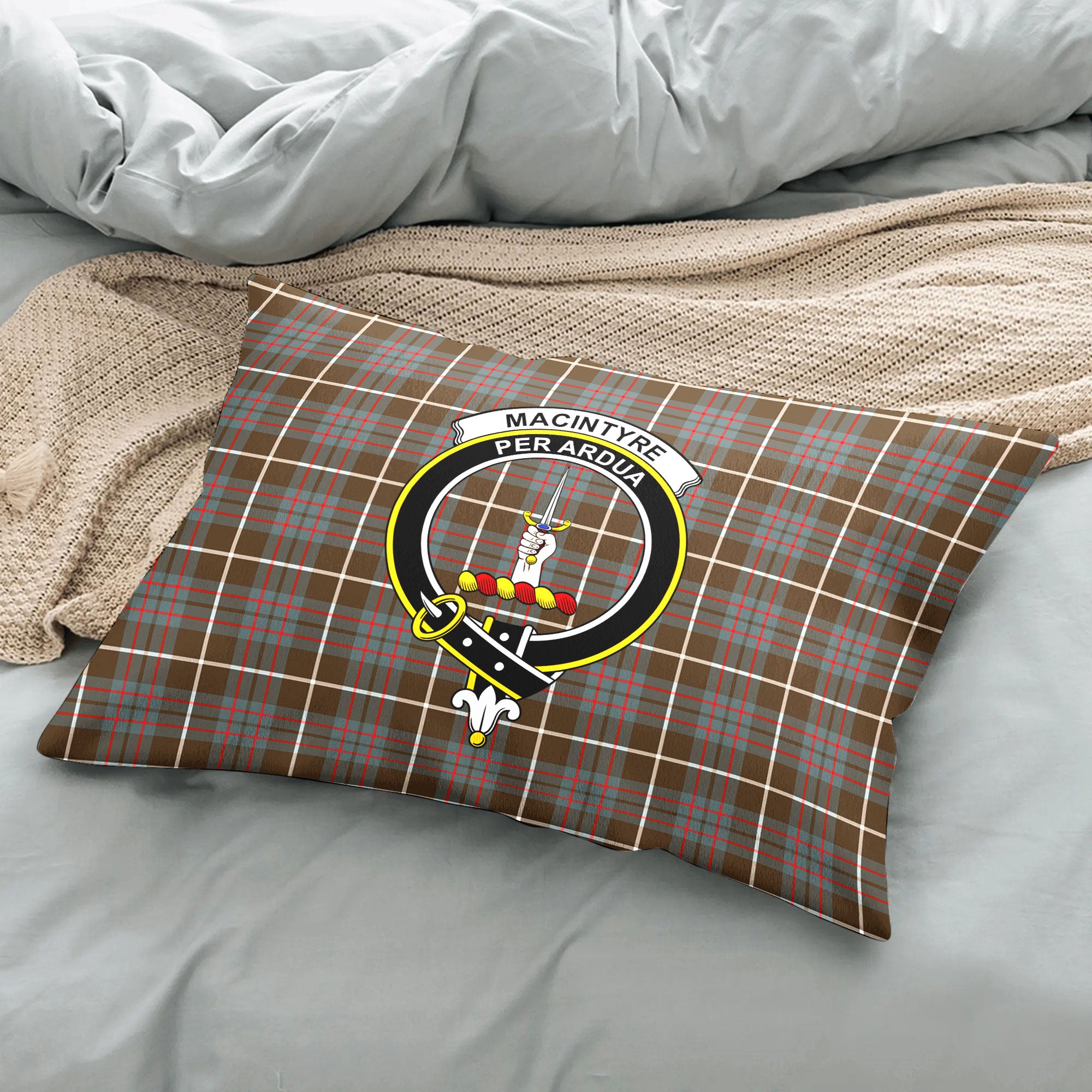 MacIntyre Hunting Weathered Tartan Crest Pillow Cover