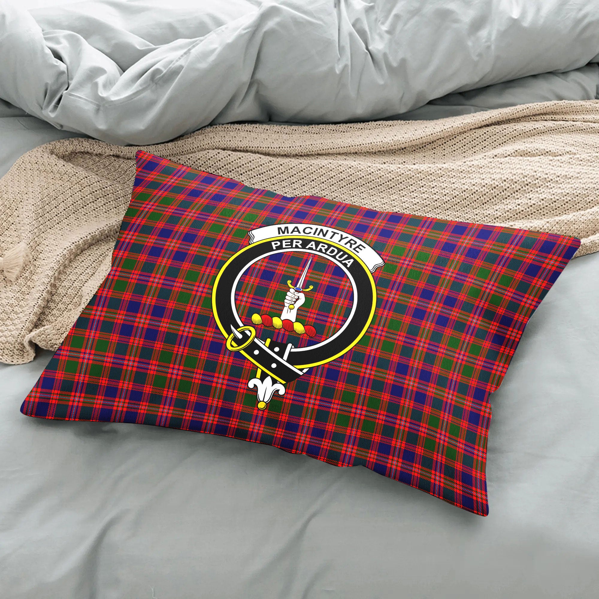 MacIntyre Modern Tartan Crest Pillow Cover