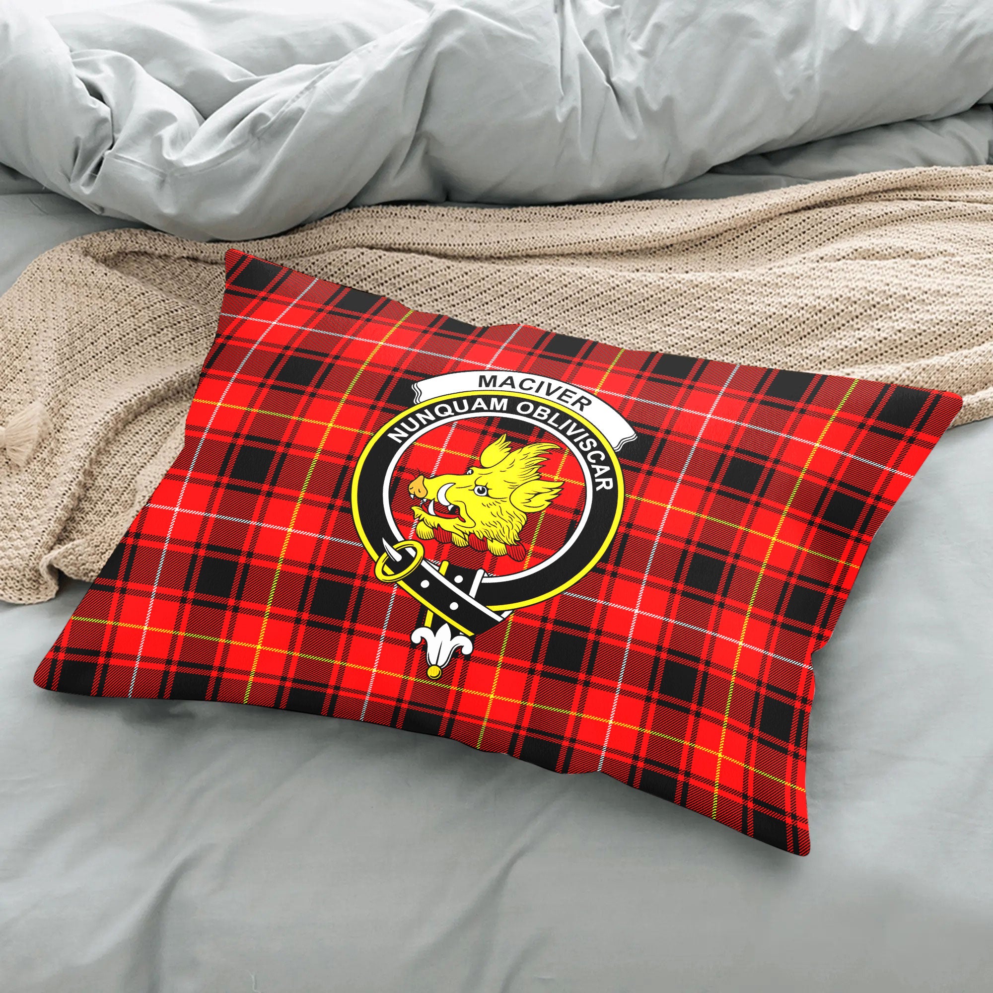 MacIver Modern Tartan Crest Pillow Cover