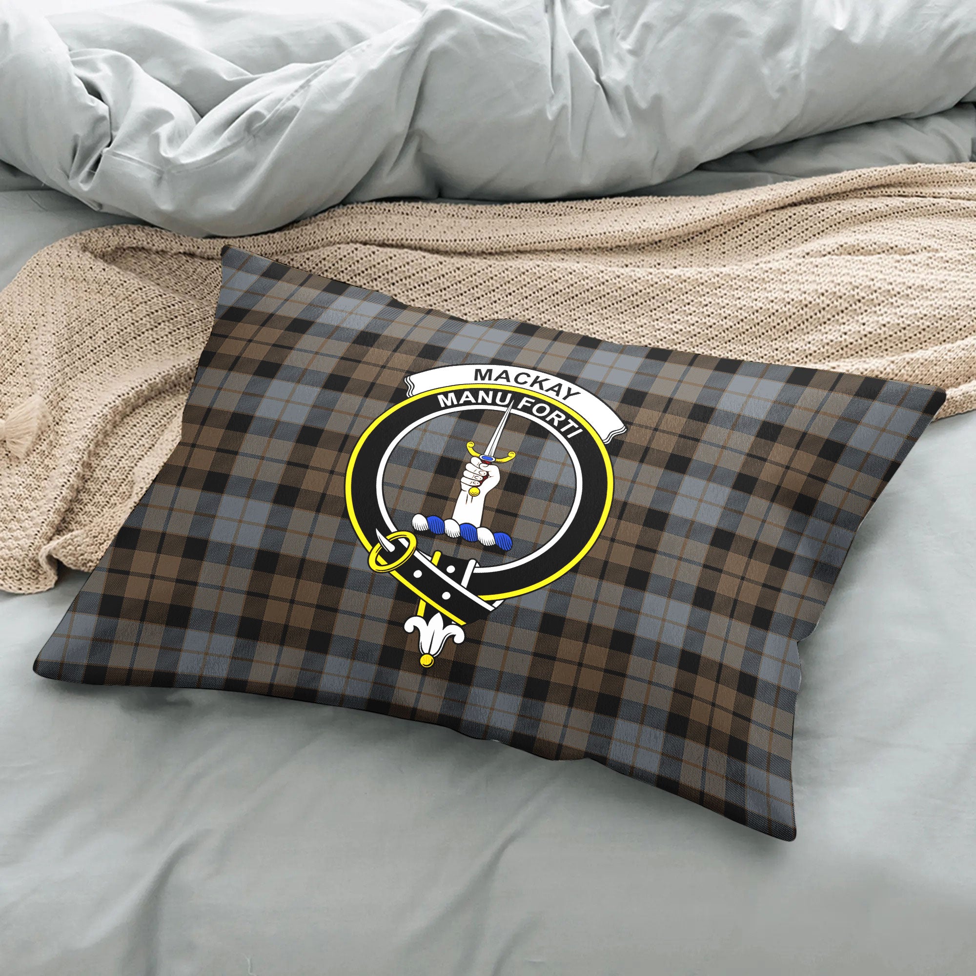 MacKay Weathered Tartan Crest Pillow Cover