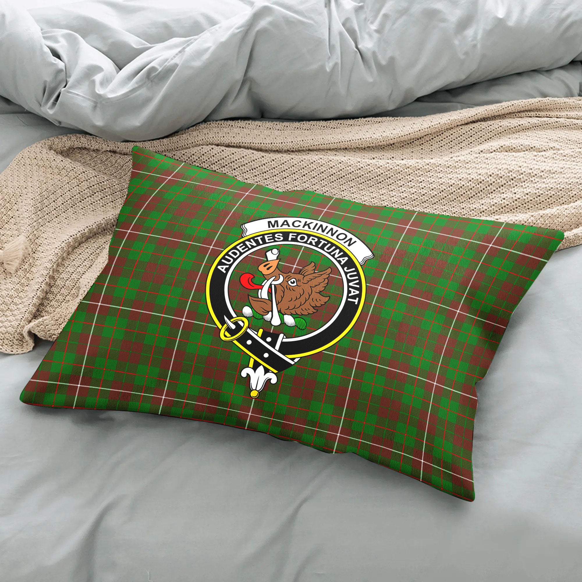 MacKinnon Hunting Modern Tartan Crest Pillow Cover