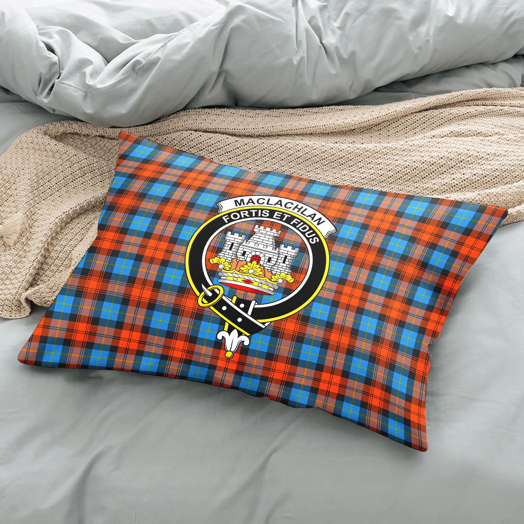 MacLachlan Ancient Tartan Crest Pillow Cover