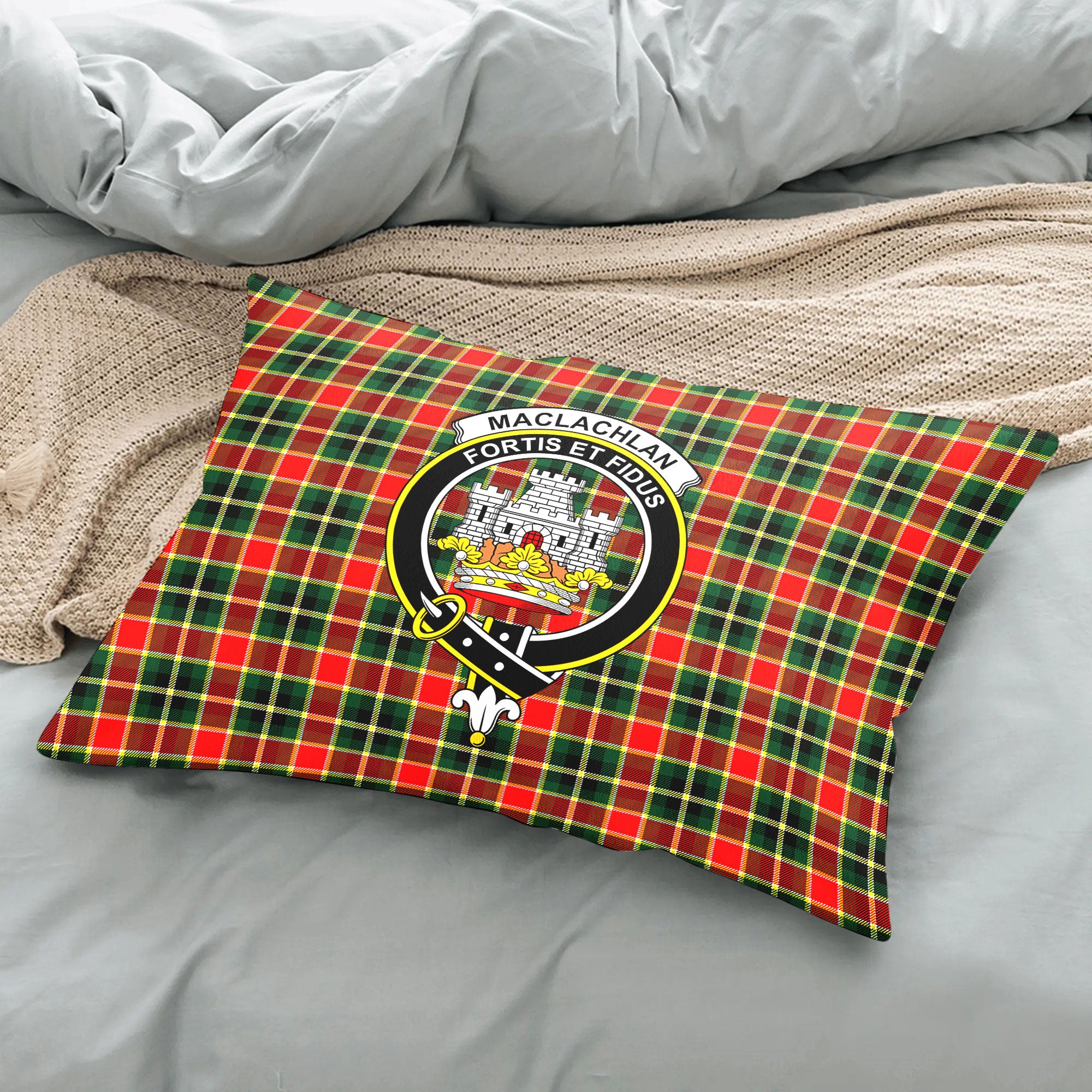 MacLachlan Hunting Modern Tartan Crest Pillow Cover