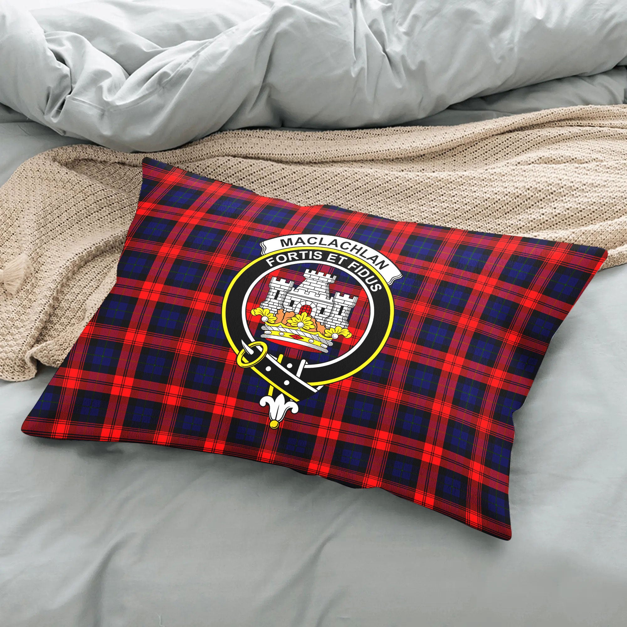 MacLachlan Modern Tartan Crest Pillow Cover