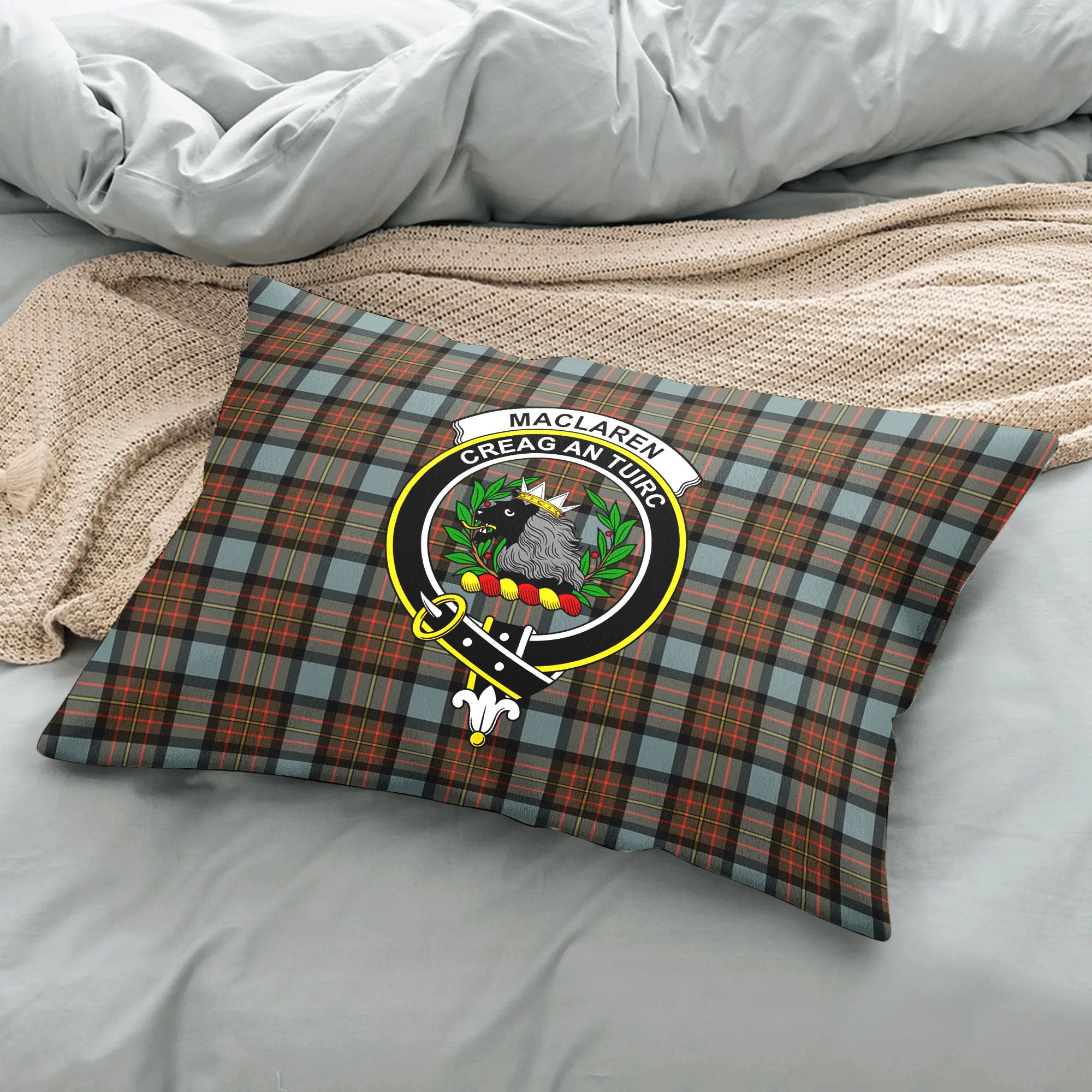 MacLaren Weathered Tartan Crest Pillow Cover