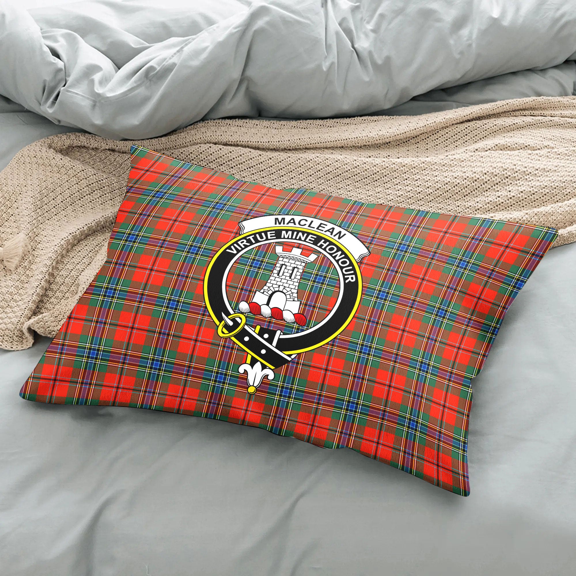 MacLean of Duart Ancient Tartan Crest Pillow Cover